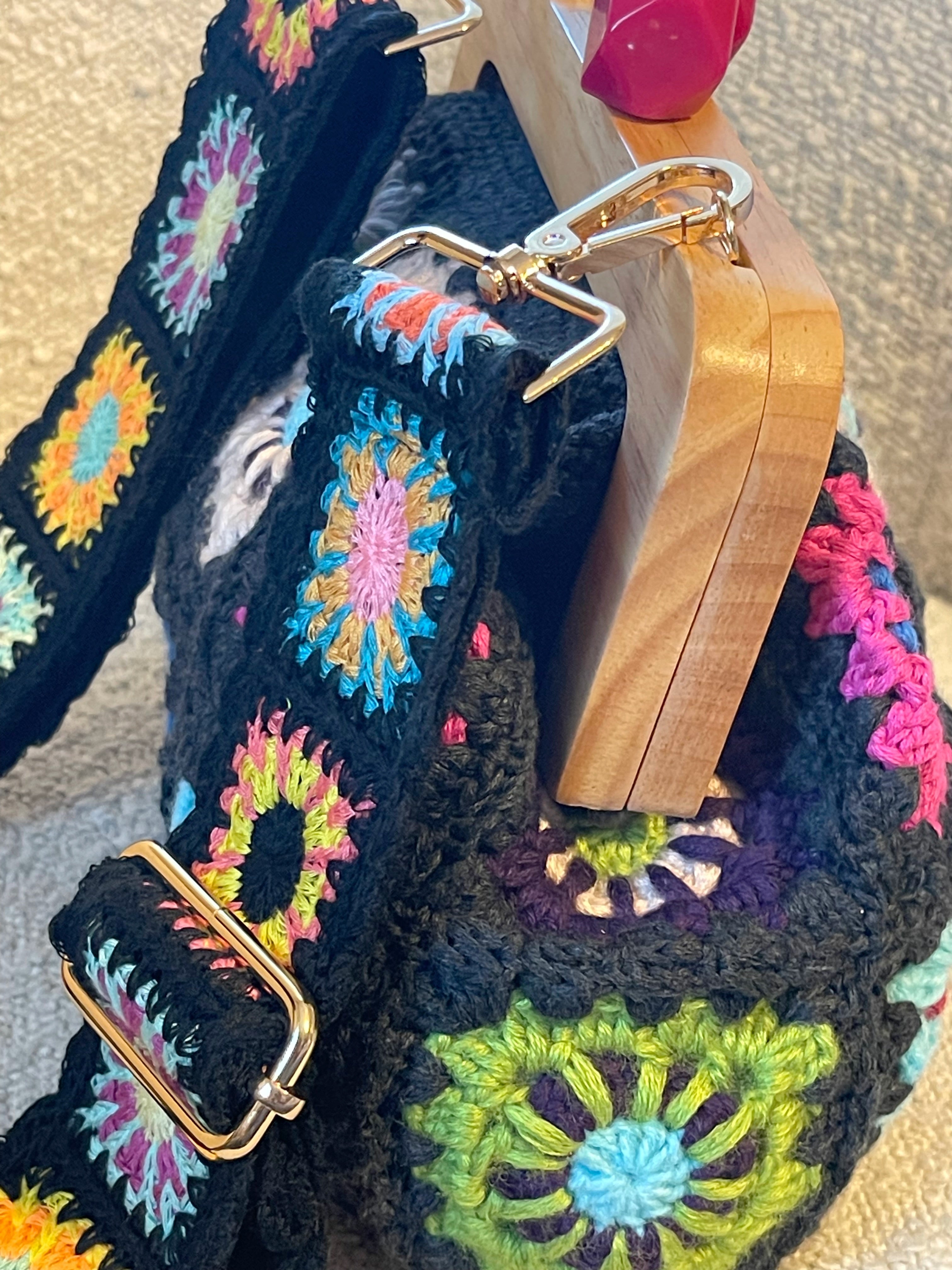 GOLDxTEAL stunning crochet knitted clutch with crochet detachable strap.