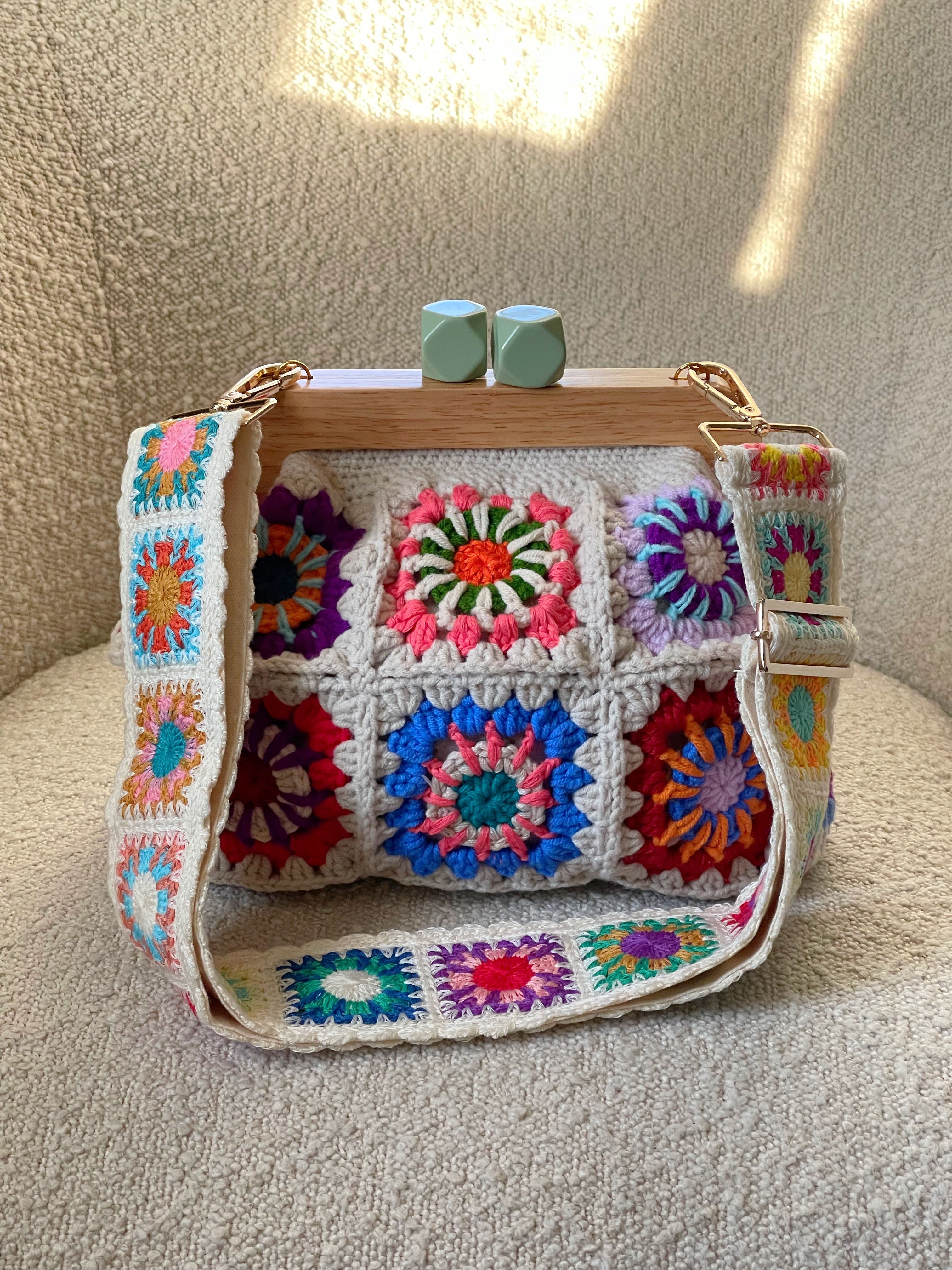 GOLDxTEAL stunning crochet knitted clutch with adjustable shoulder strap.