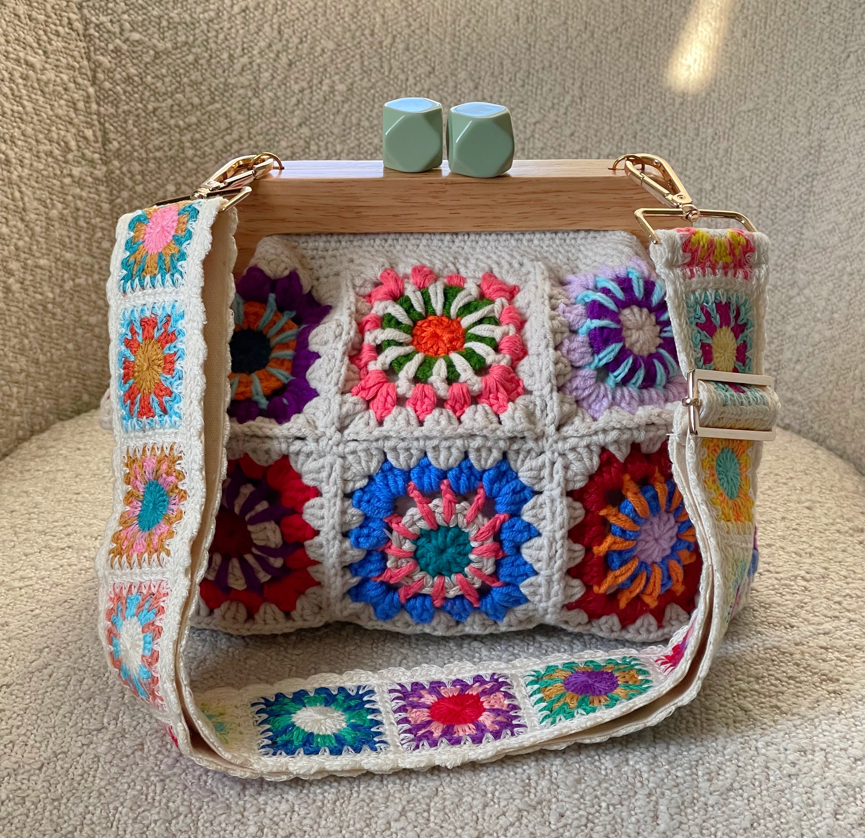 GOLDxTEAL stunning crochet knitted clutch with adjustable shoulder strap.