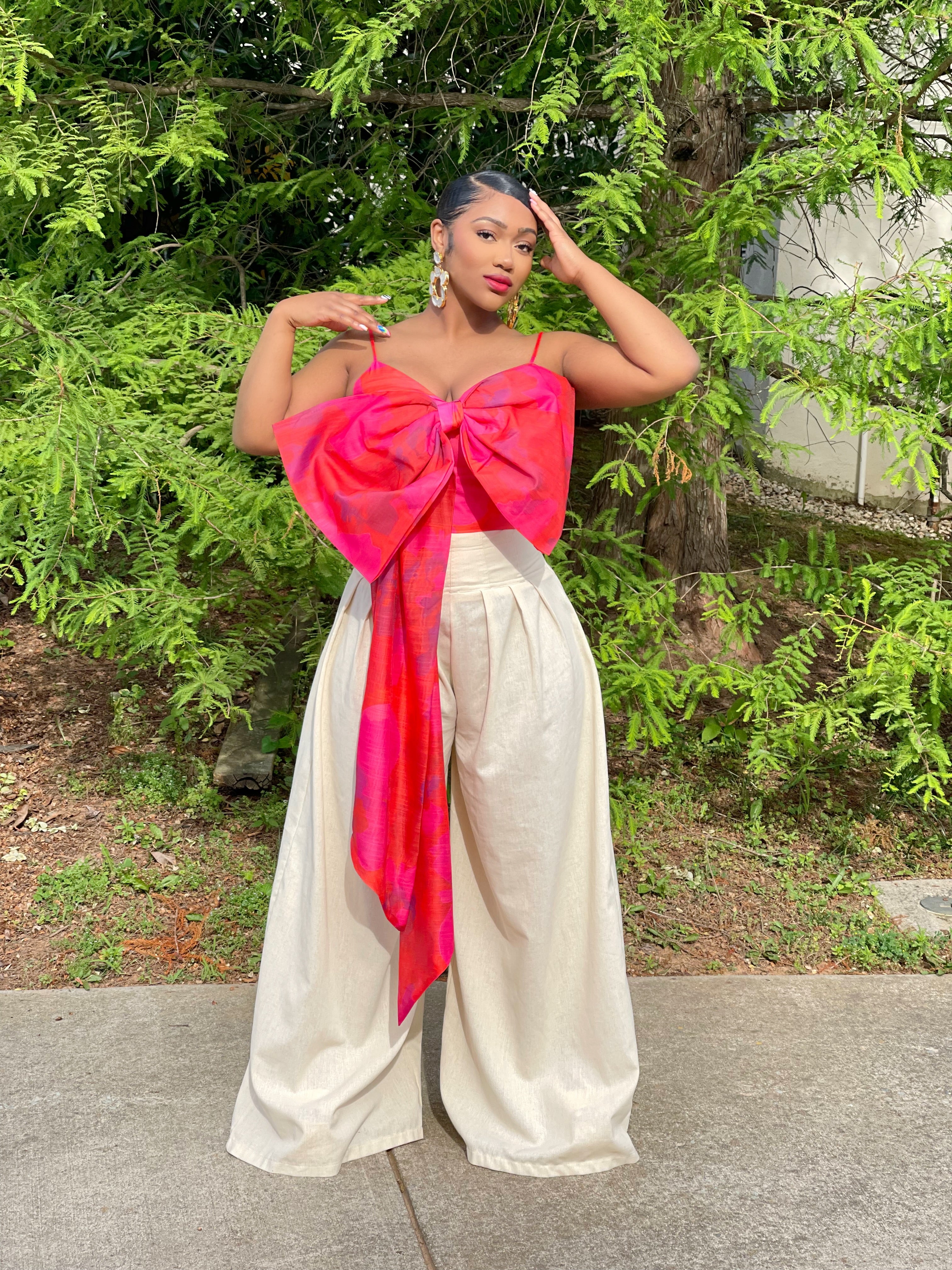 GOLDxTEAL gorgeous floral print bow crop top.