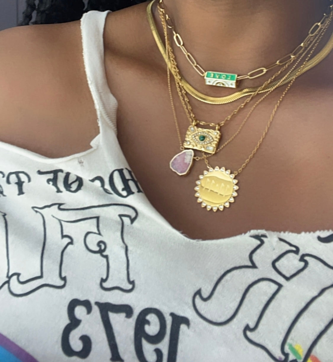 GOLDxTEAL classic gold plated herringbone necklace.