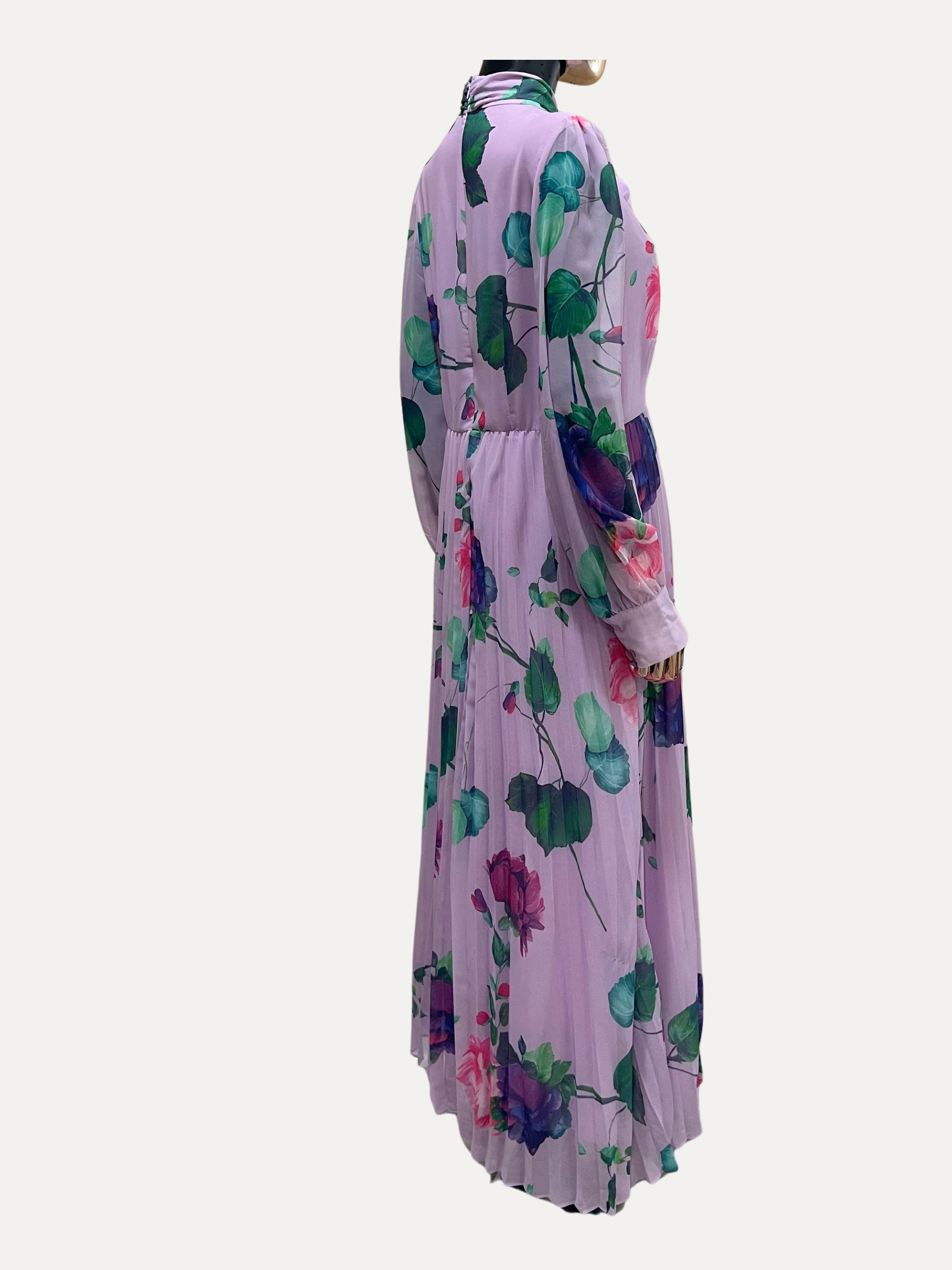 GOLDxTEAL gorgeous pleated floral printed maxi dress.