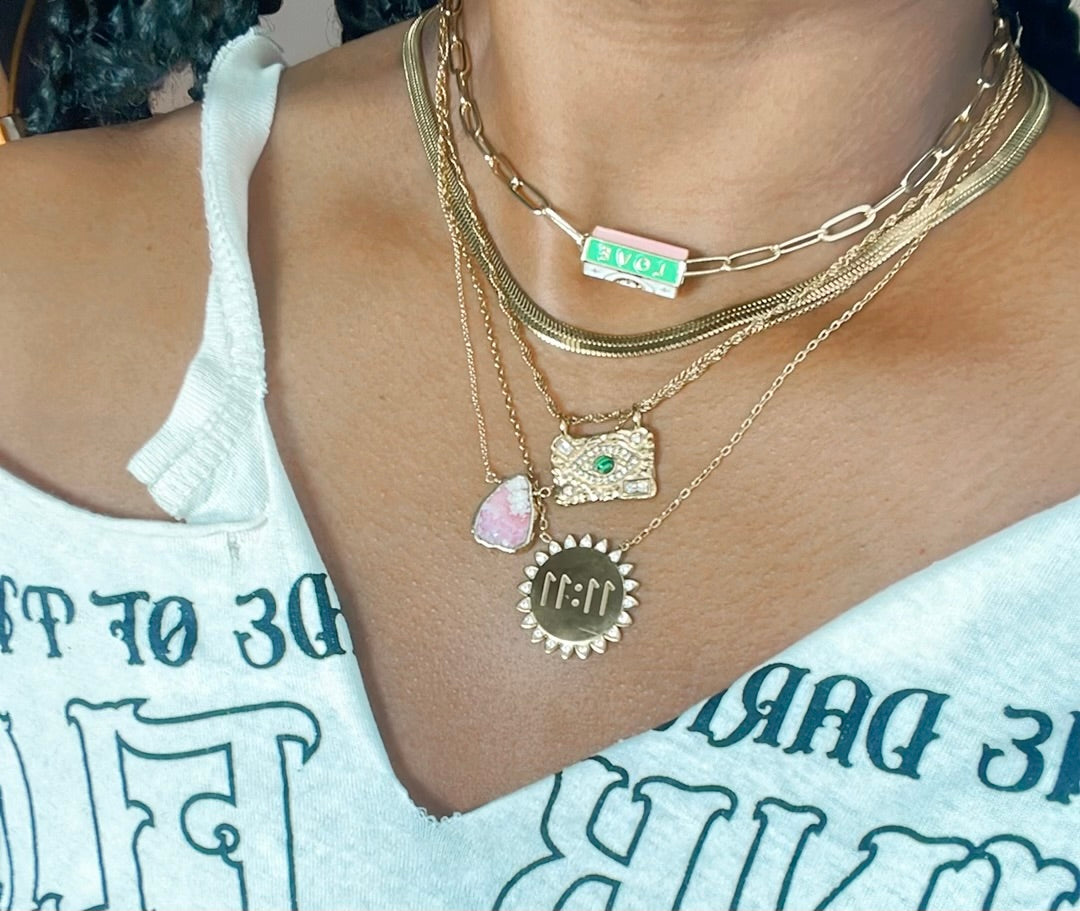 GOLDxTEAL classic gold plated herringbone necklace.