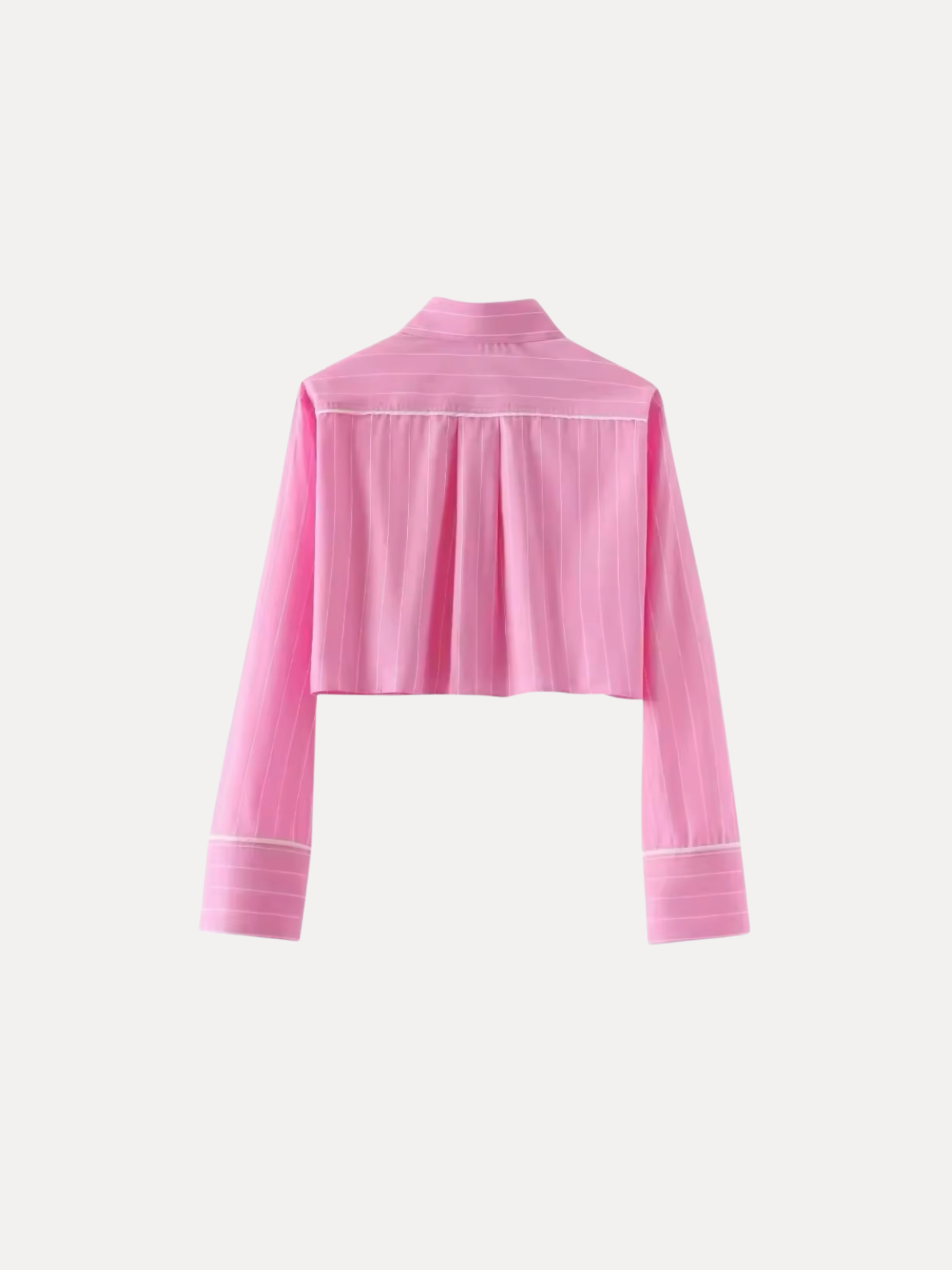 GOLDxTEAL Stylish pink pinstripe crop shirt.