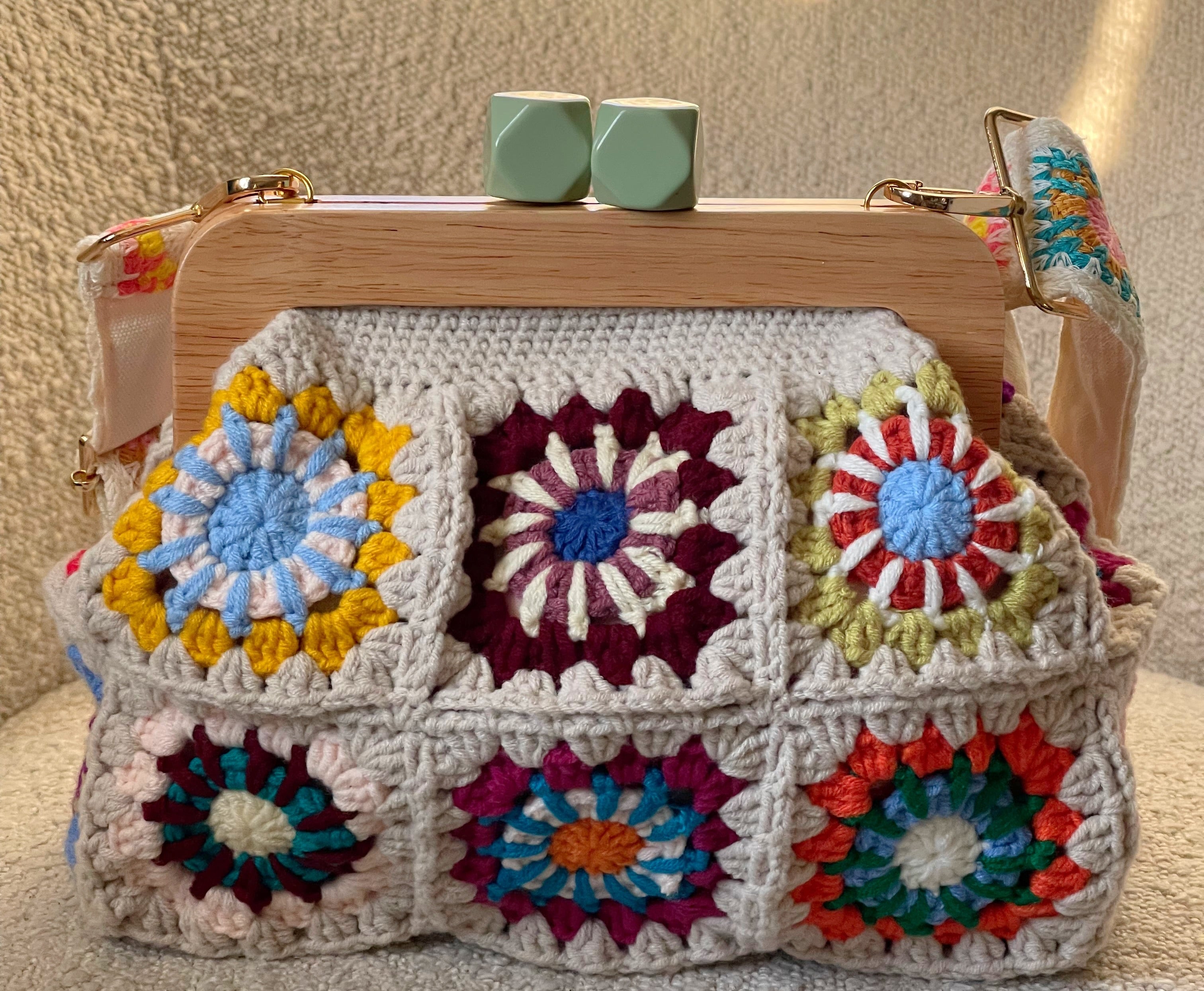 GOLDxTEAL stunning crochet knitted clutch with adjustable shoulder strap.