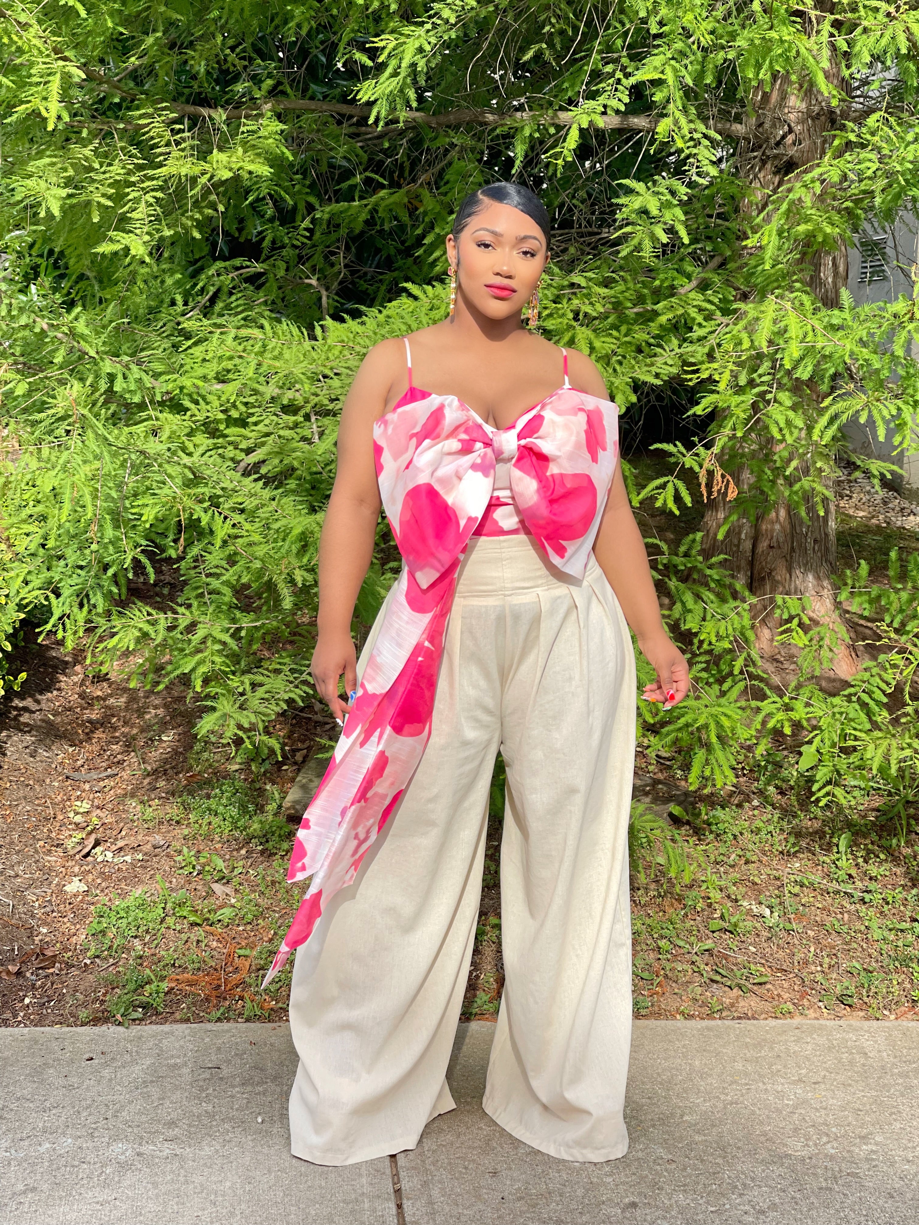 GOLDxTEAL gorgeous floral print bow crop top.