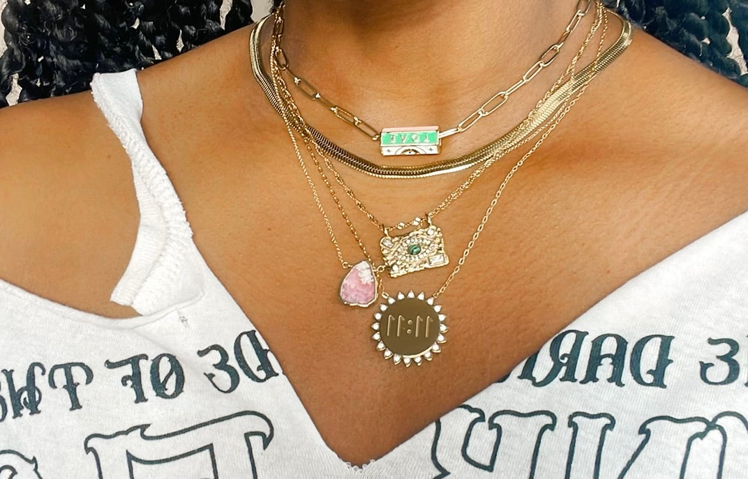 GOLDxTEAL classic gold plated herringbone necklace.