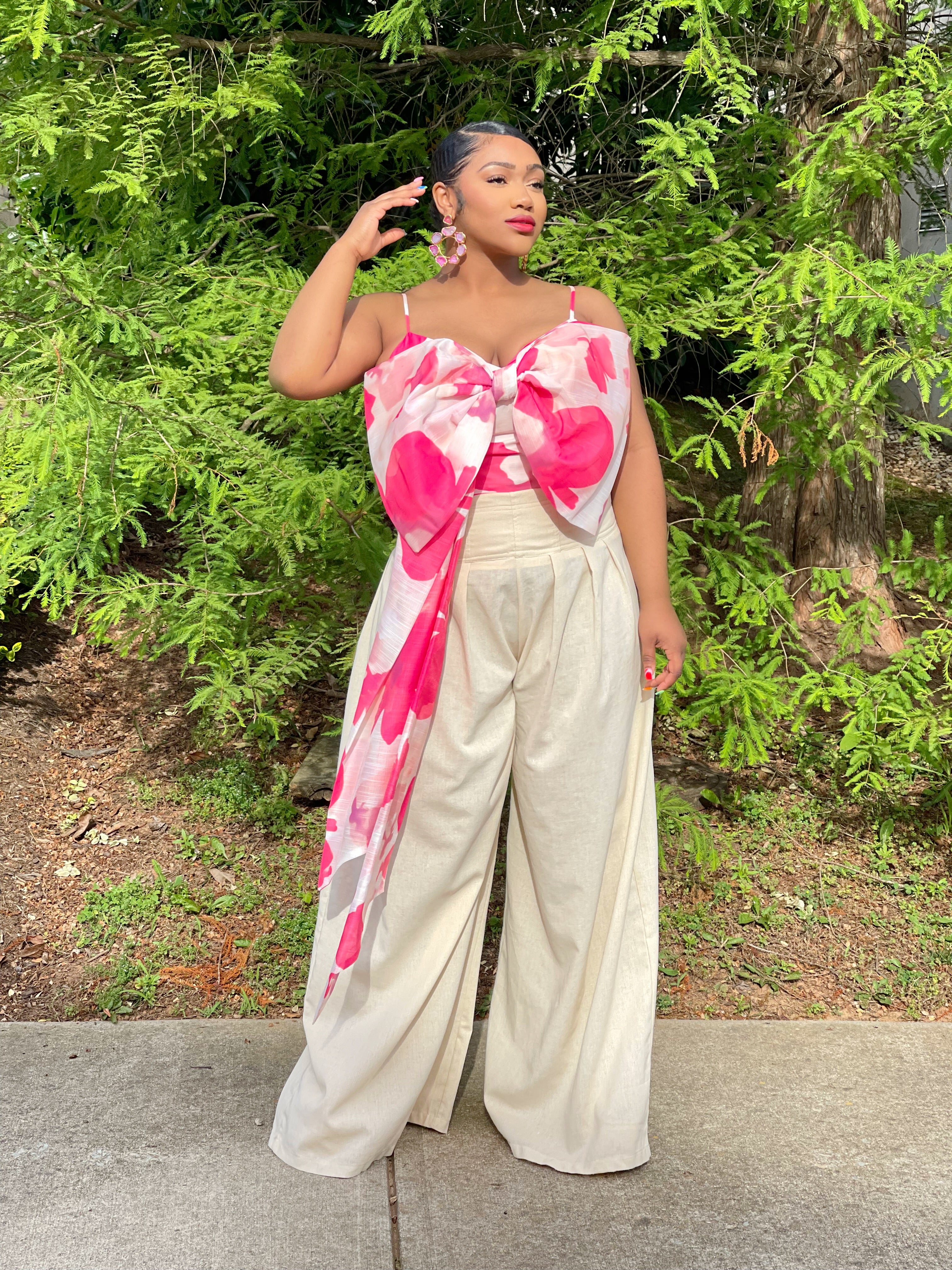 GOLDxTEAL gorgeous floral print bow crop top.