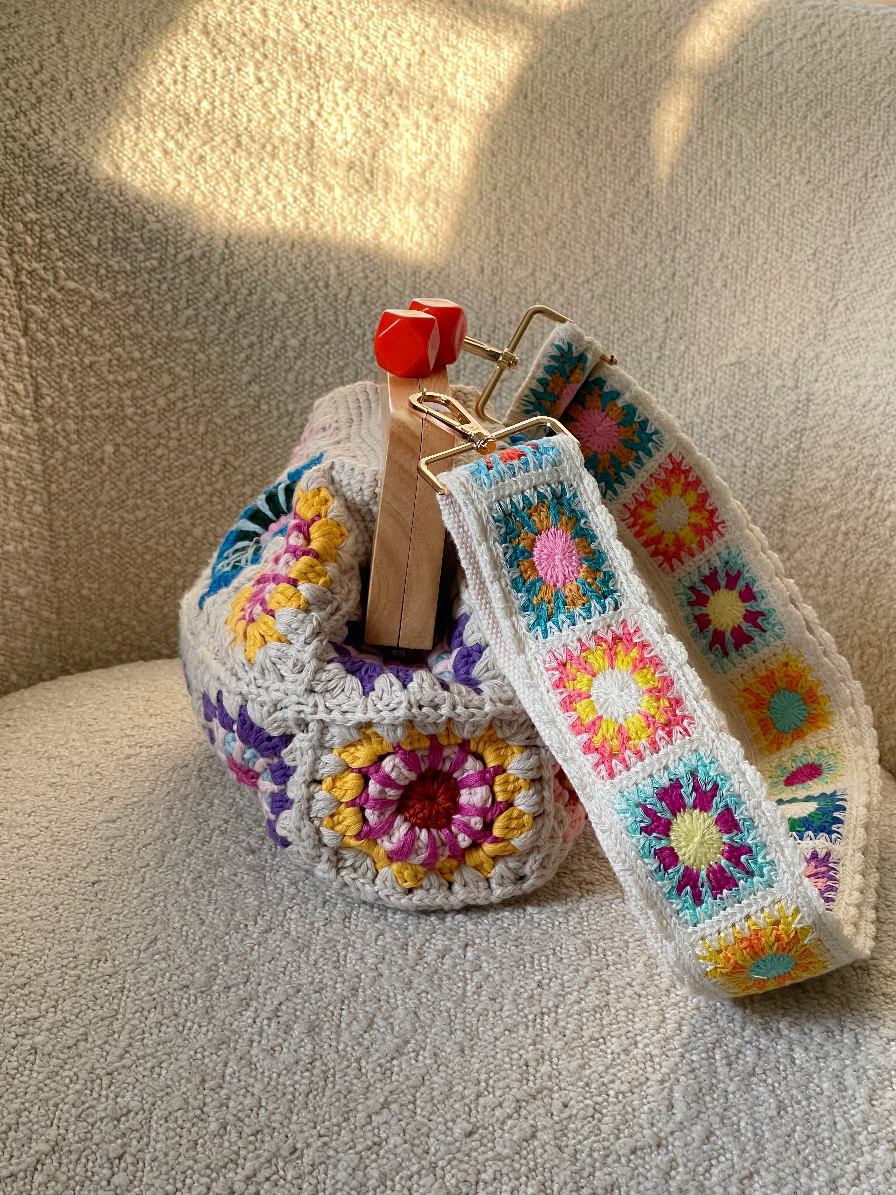 GOLDxTEAL stunning knitted crochet clutch with adjustable shoulder strap.