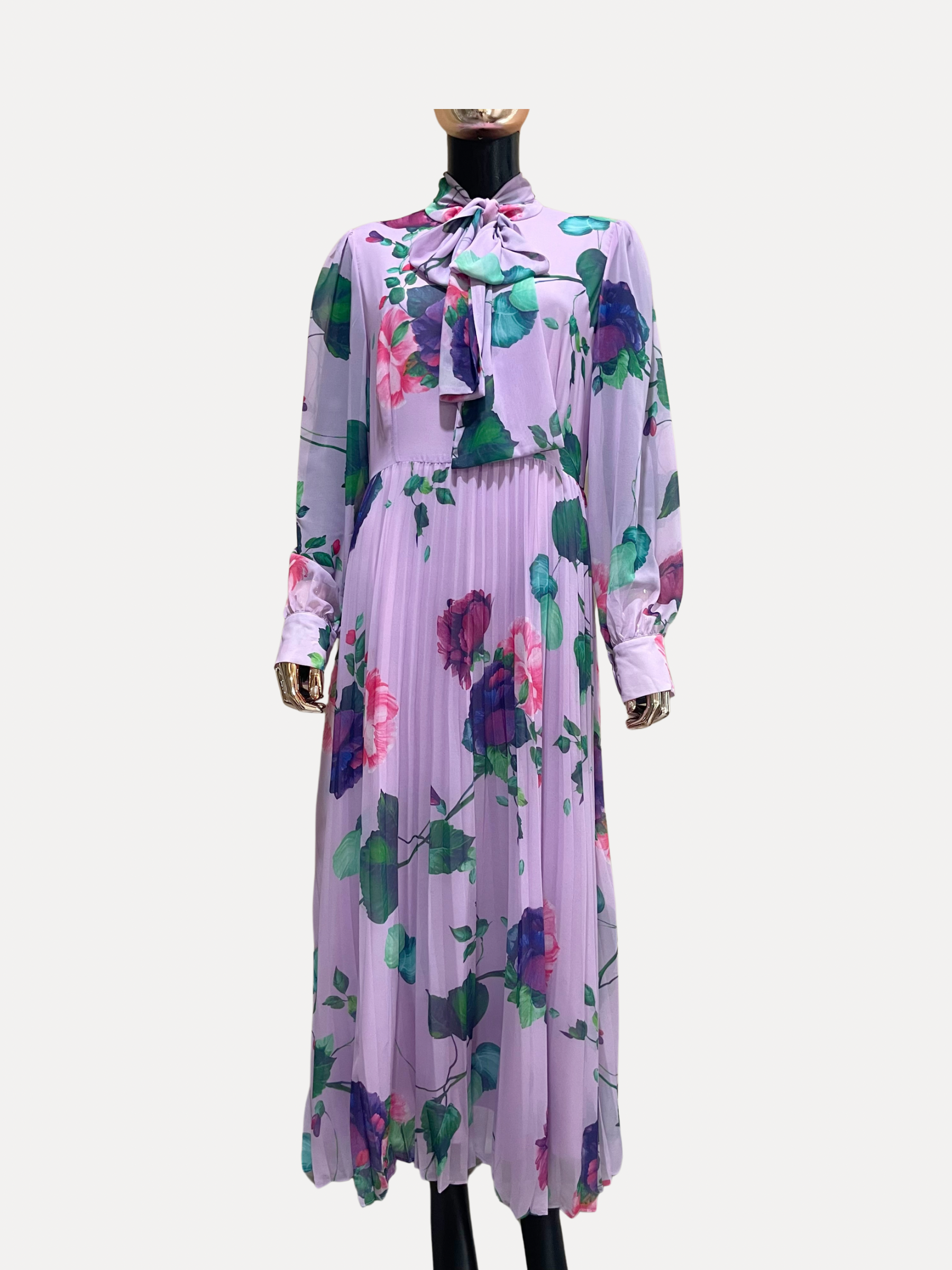 GOLDxTEAL gorgeous pleated floral printed maxi dress.