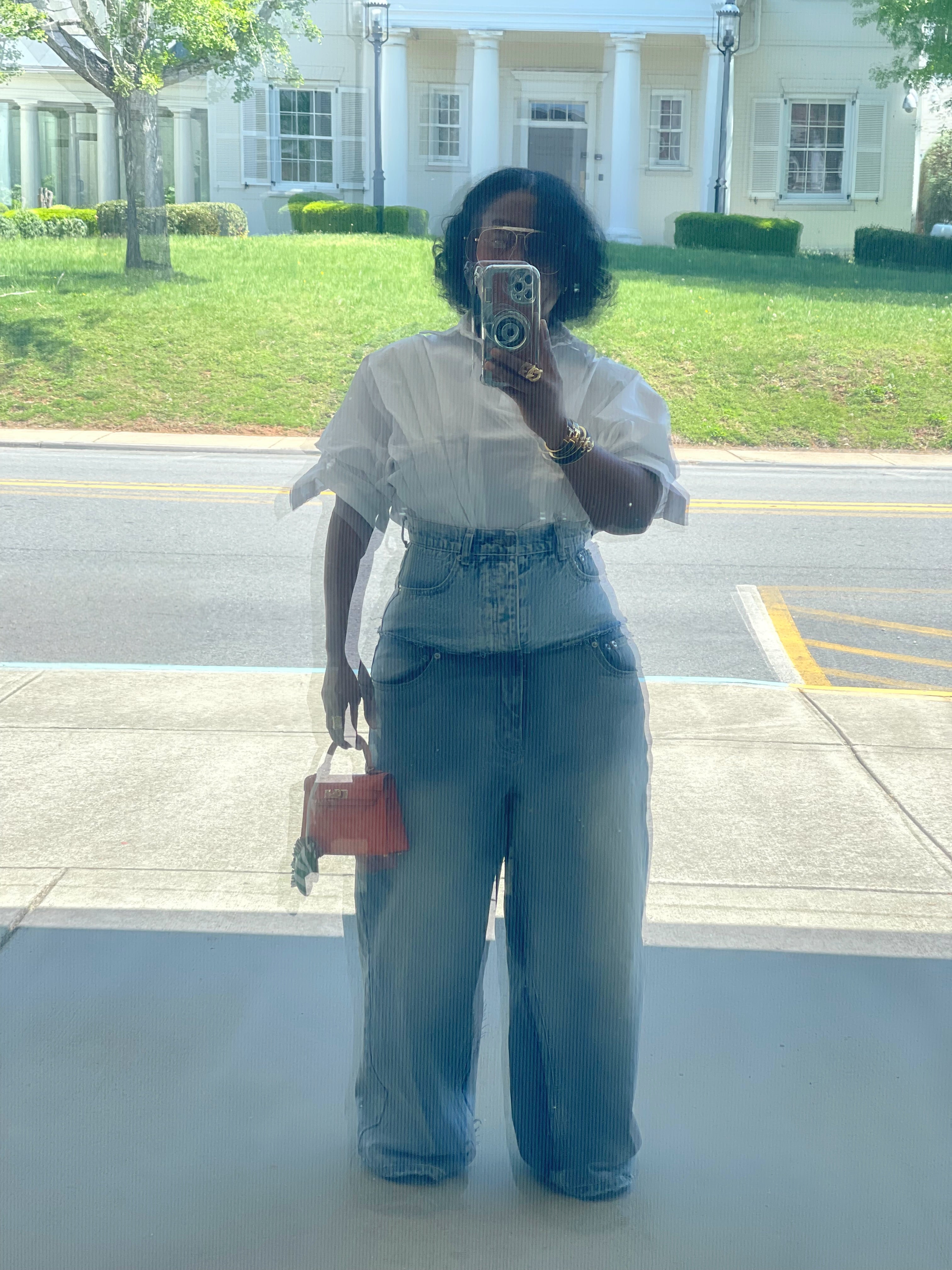 GOLDxTEAL REVAMPLED JEANS.