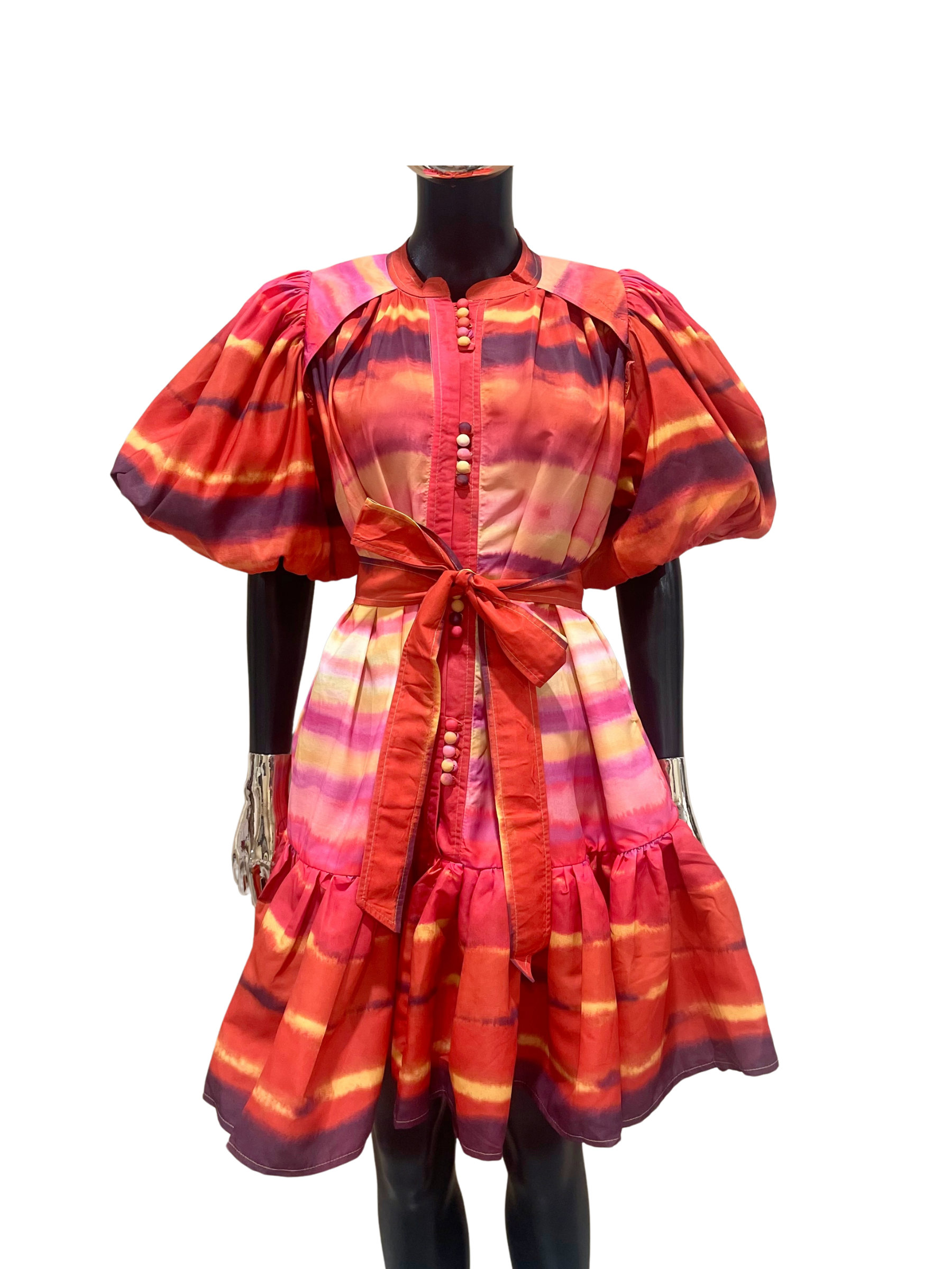 GOLDxTEAL gorgeous colorful ruffle mini dress.