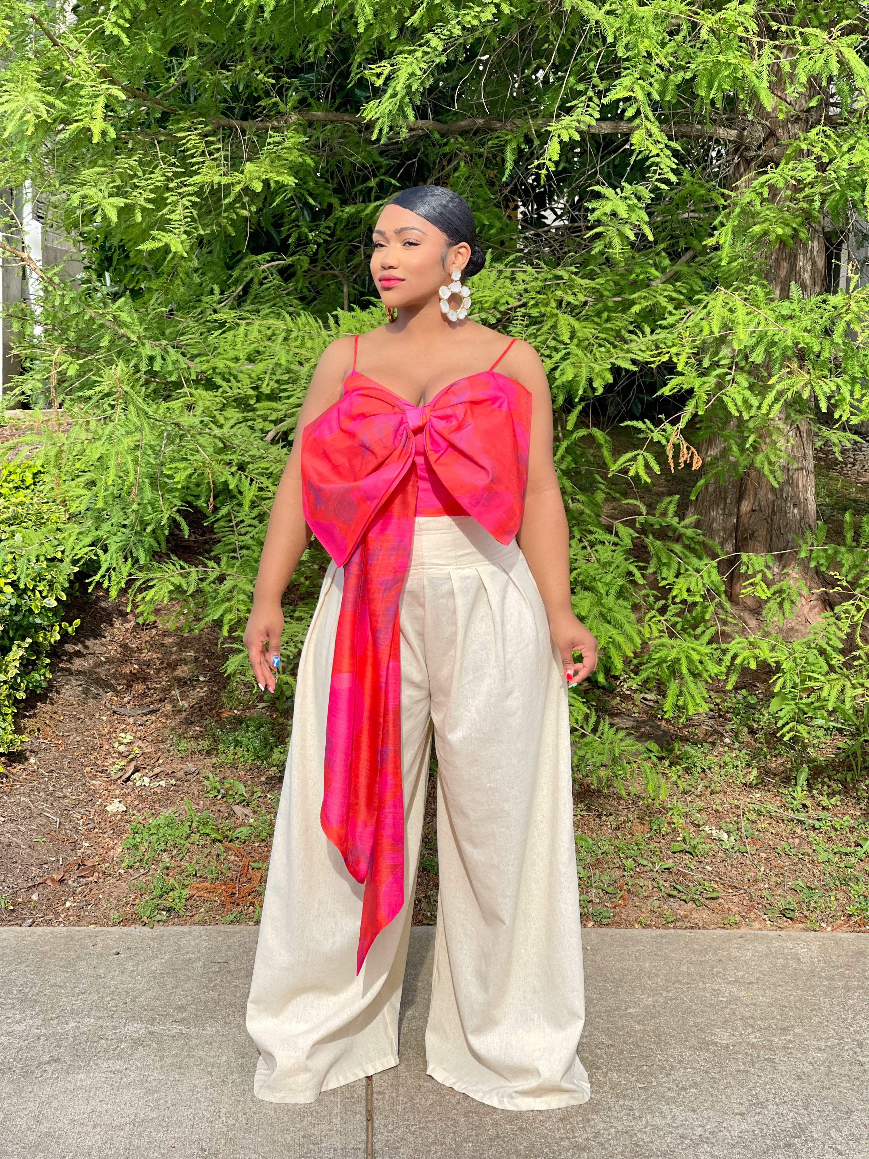 GOLDxTEAL gorgeous floral print bow crop top.