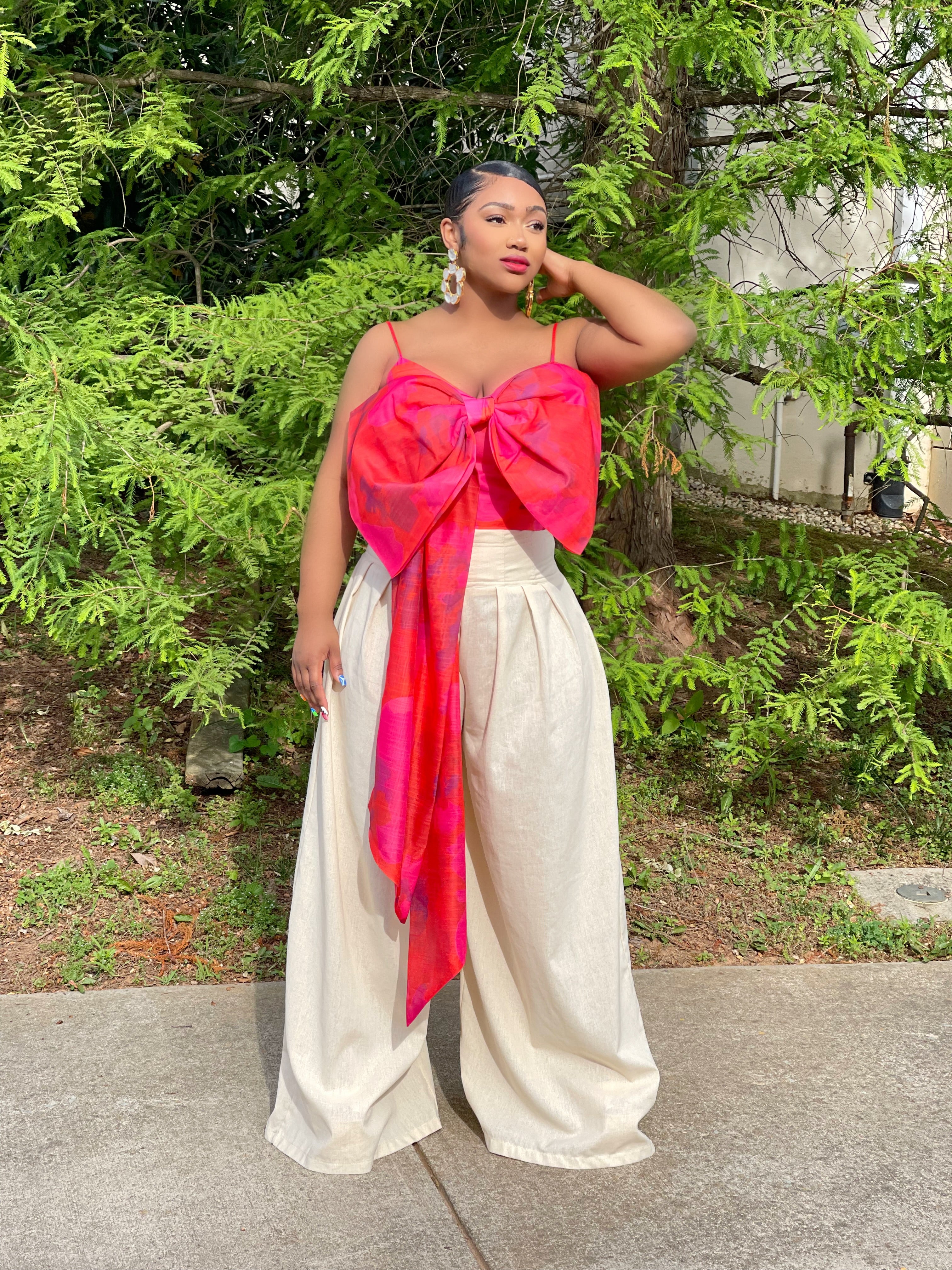 GOLDxTEAL gorgeous floral print bow crop top.