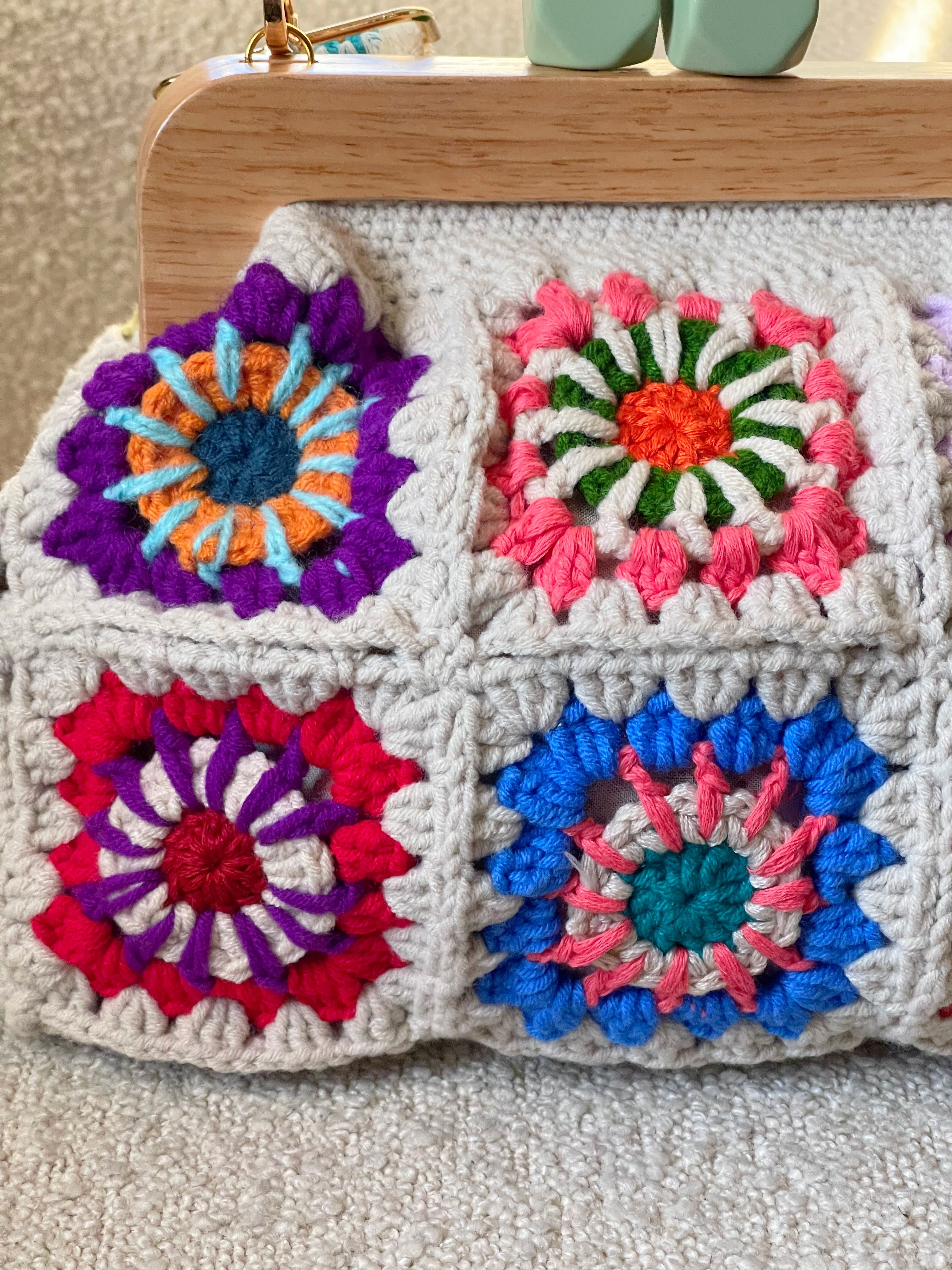 GOLDxTEAL stunning crochet knitted clutch with adjustable shoulder strap.