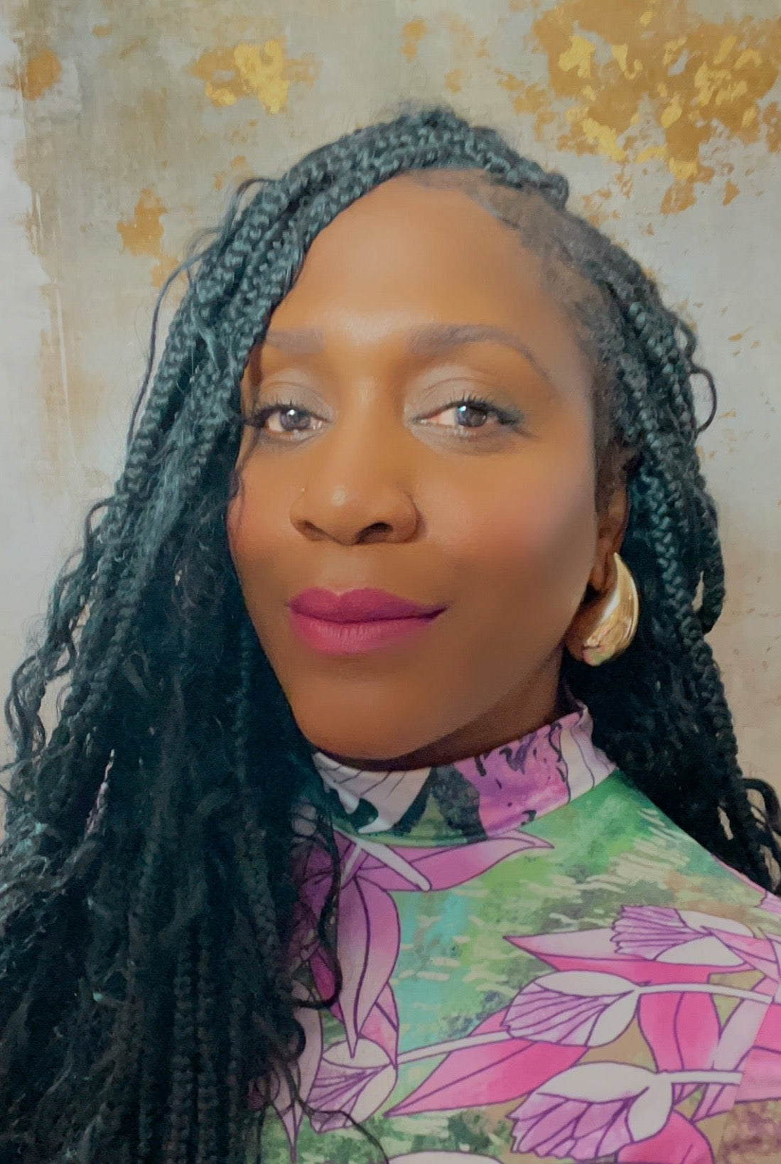 GOLDxTEAL large drop earrings.