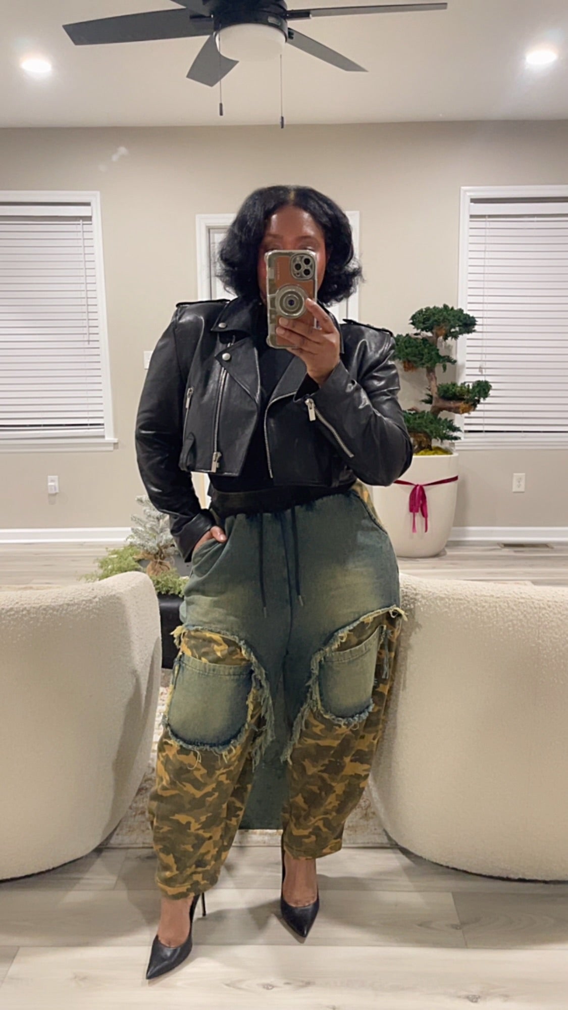 GOLD x TEAL RECON PANTS FRONT IRL.