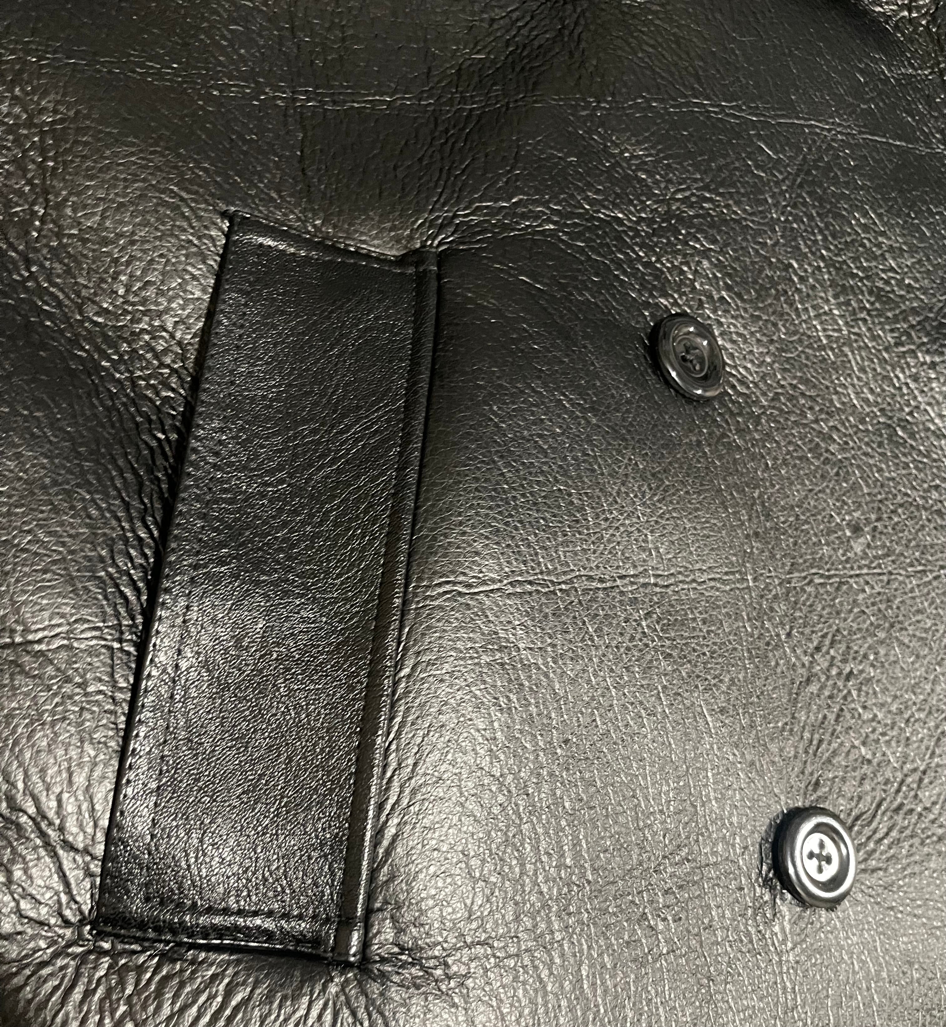 GOLDxTEAL gorgeous luxe faux leather and shearling trench coat.