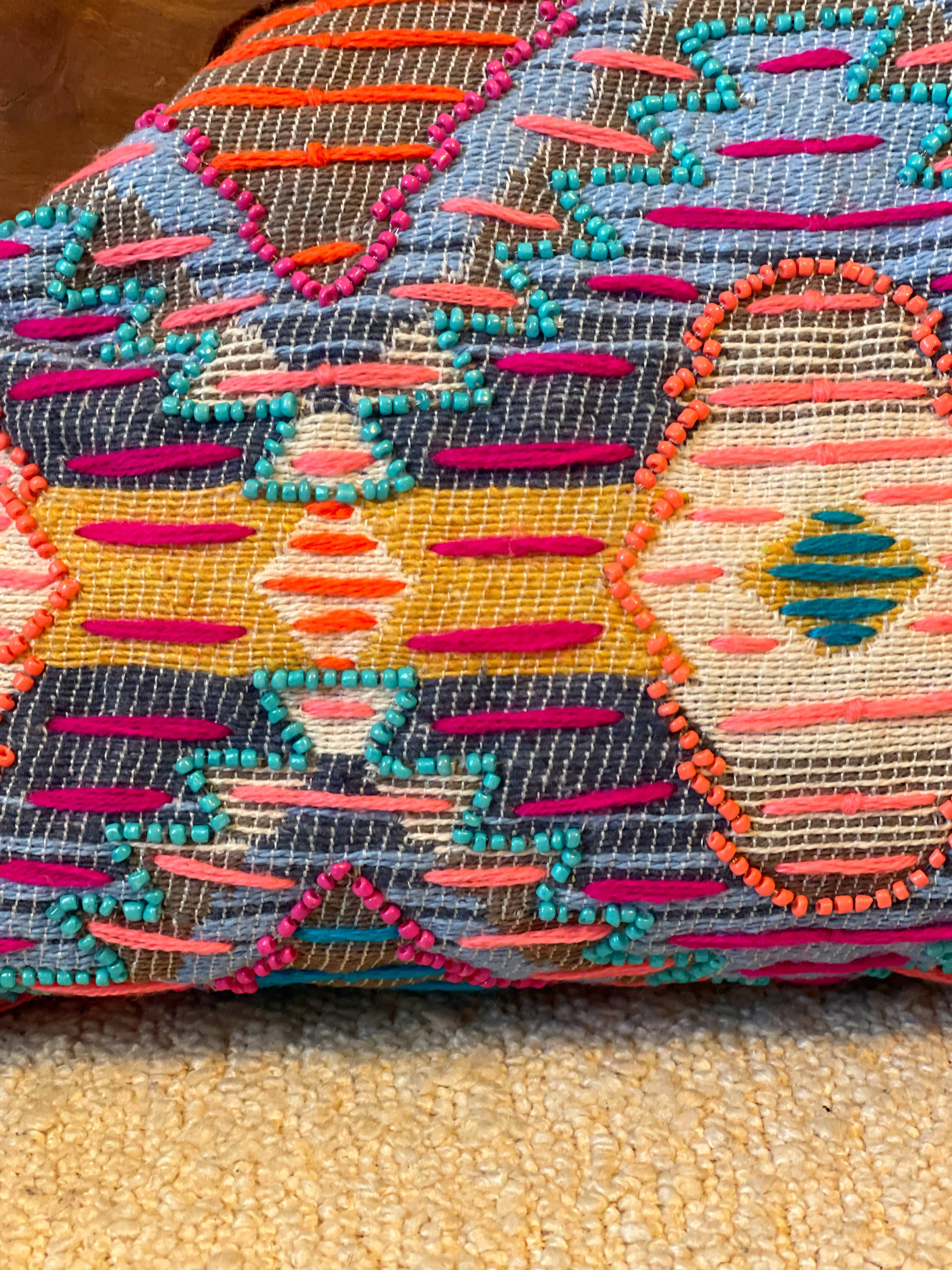 GOLDxTEAL colorful handmade beaded clutch.