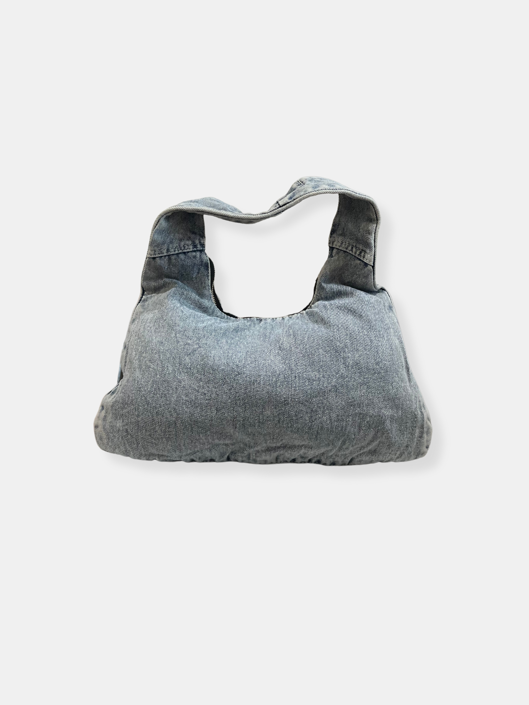 GOLDxTEAL modern denim shoulder bag.