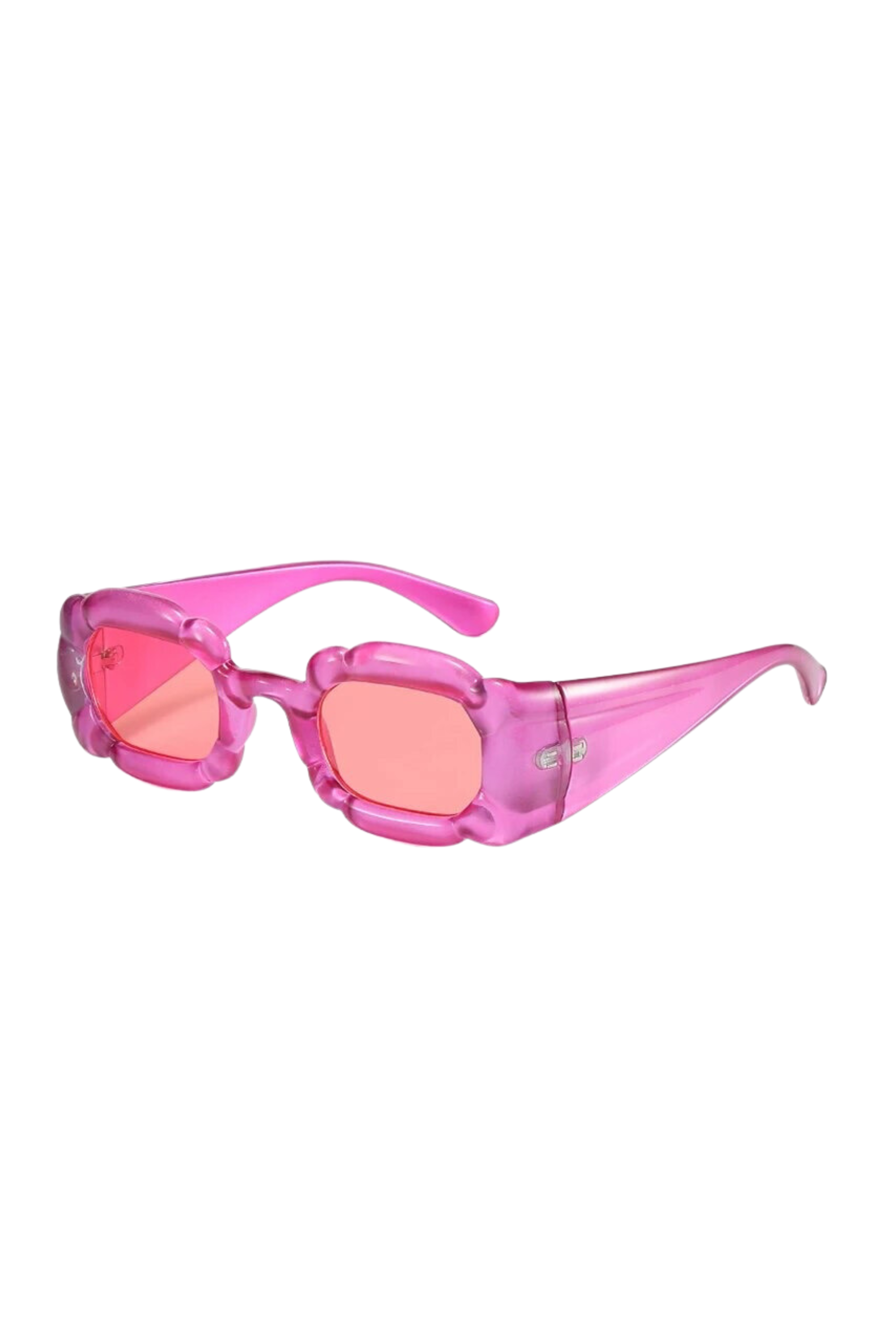GOLDxTEAL modern puff pink sunglasses.