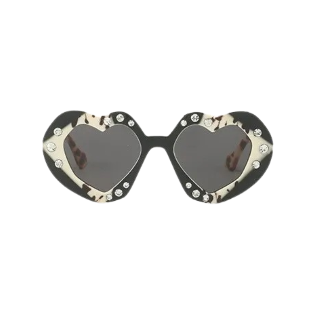 GOLDxTEAL heart shaped beige sunglasses.