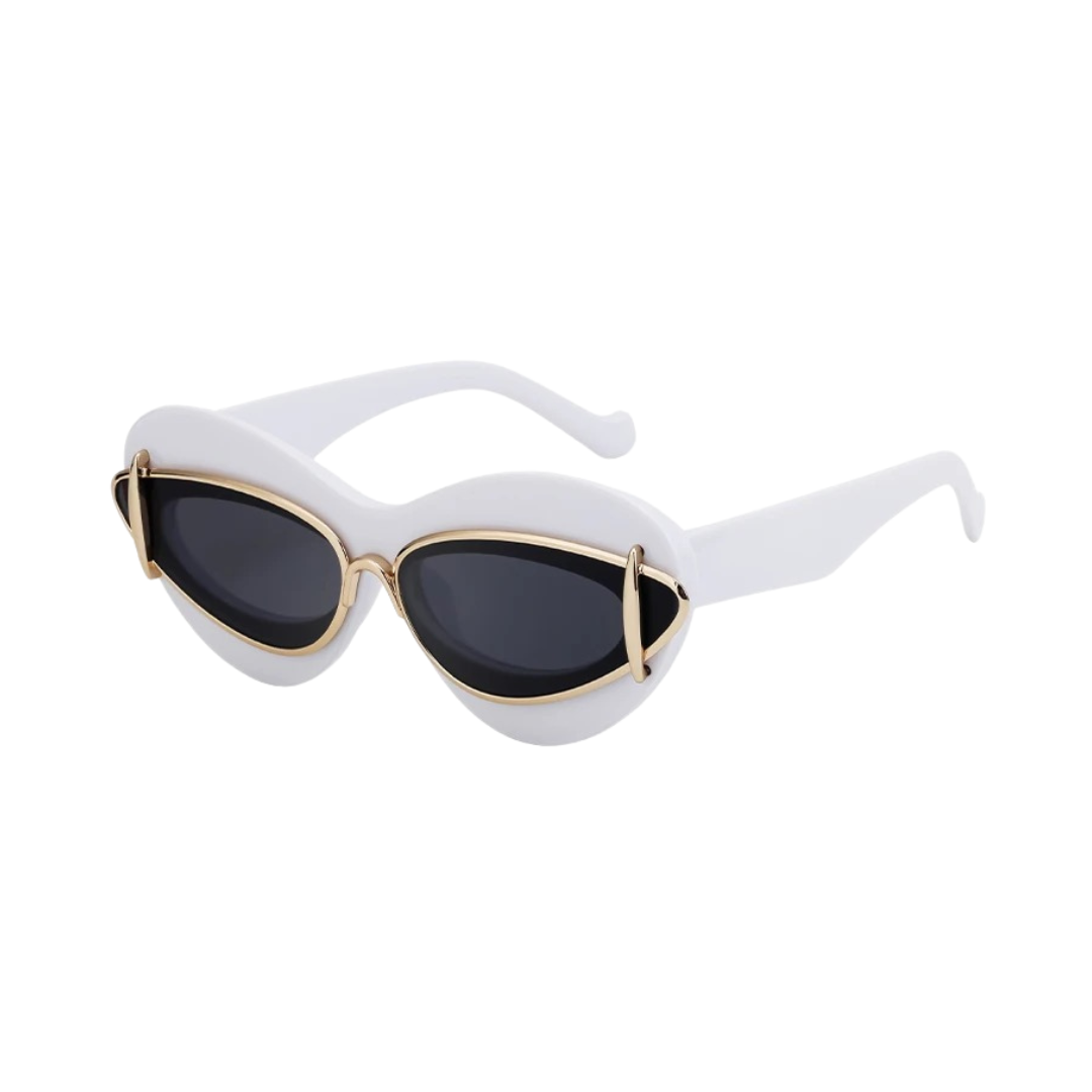 GOLDxTEAL white cat eye sunglasses.