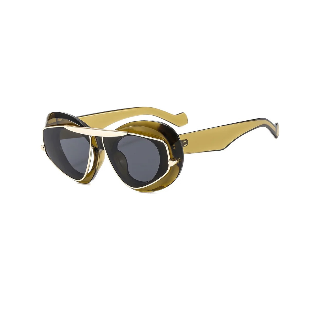GOLDxTEAL green sage aviator sunglasses.