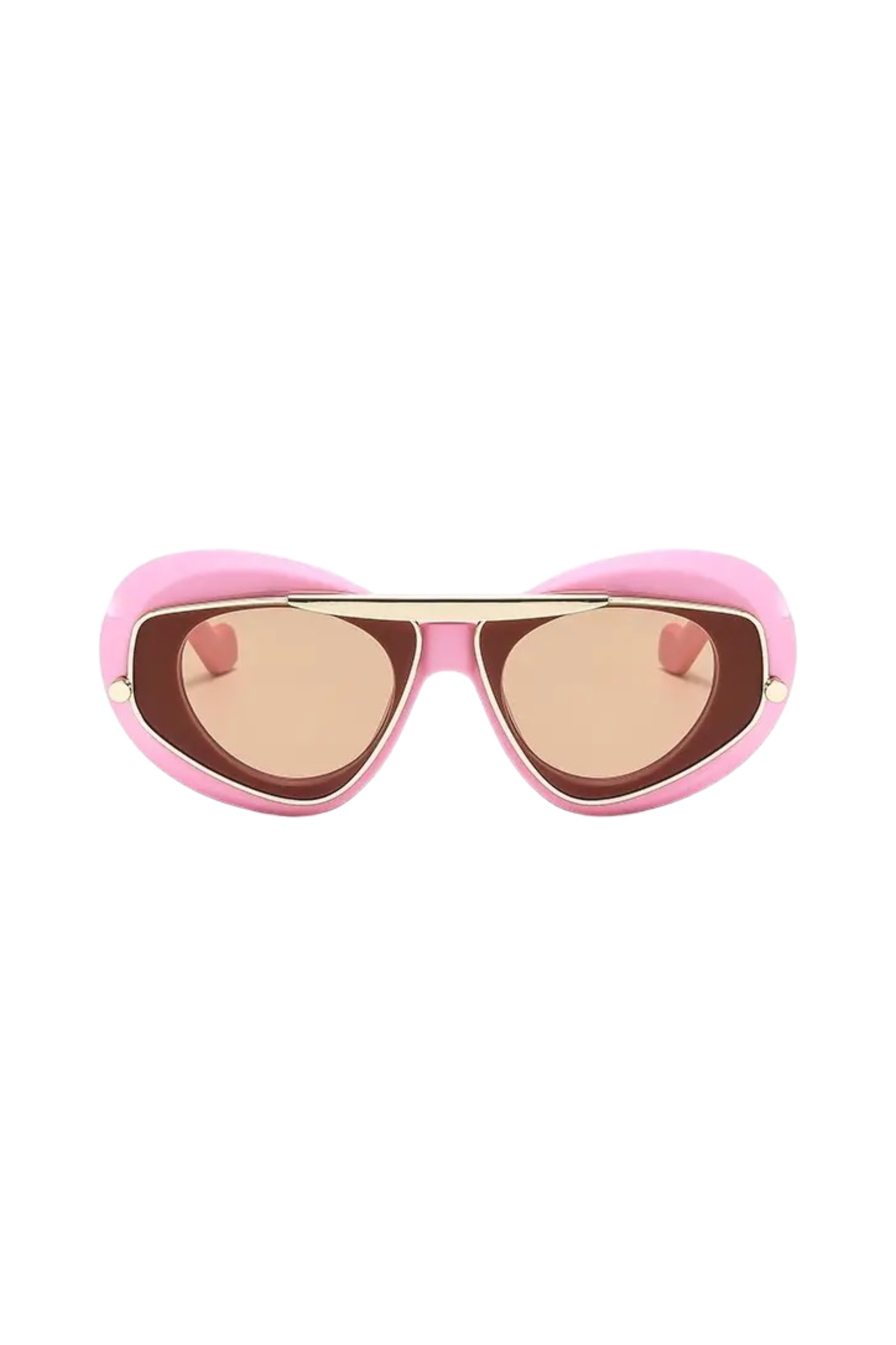 GOLDxTEAL pink aviator sunglasses.