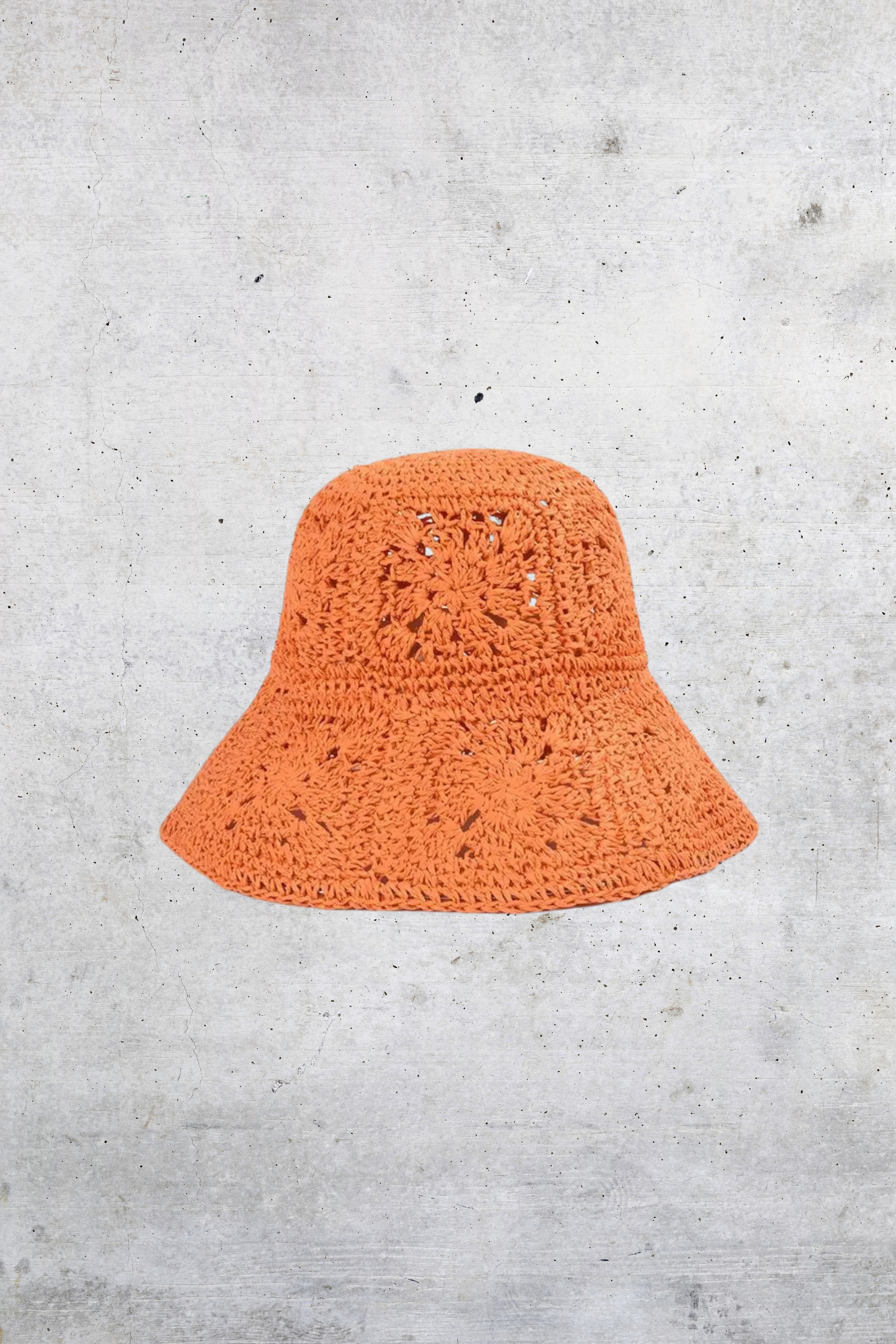GOLDxTEAL floral straw orange bucket hat.