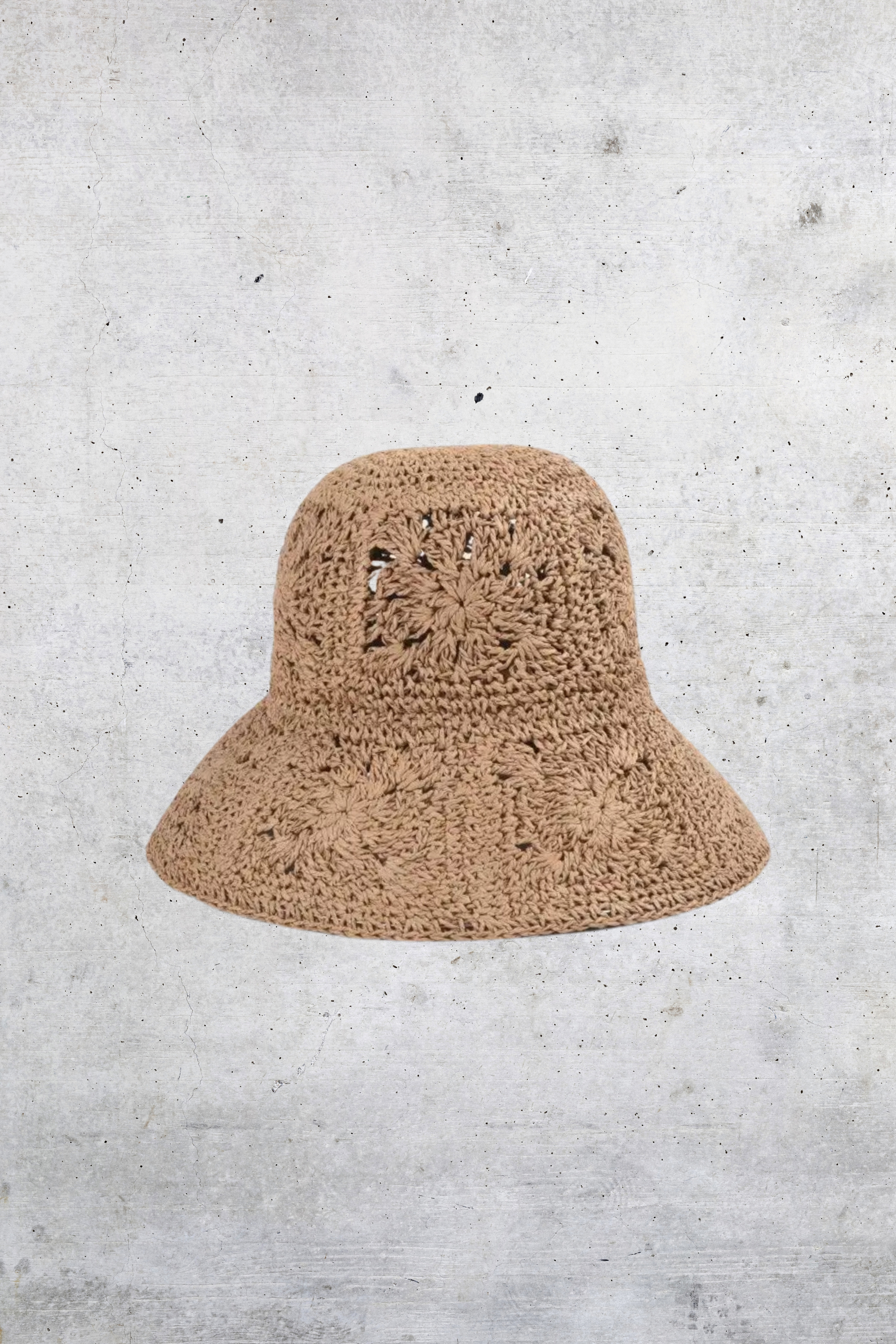 GOLDxTEAL floral straw khaki bucket hat.