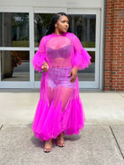 GOLDxTEAL gorgeous pink ruffle tulle dress.