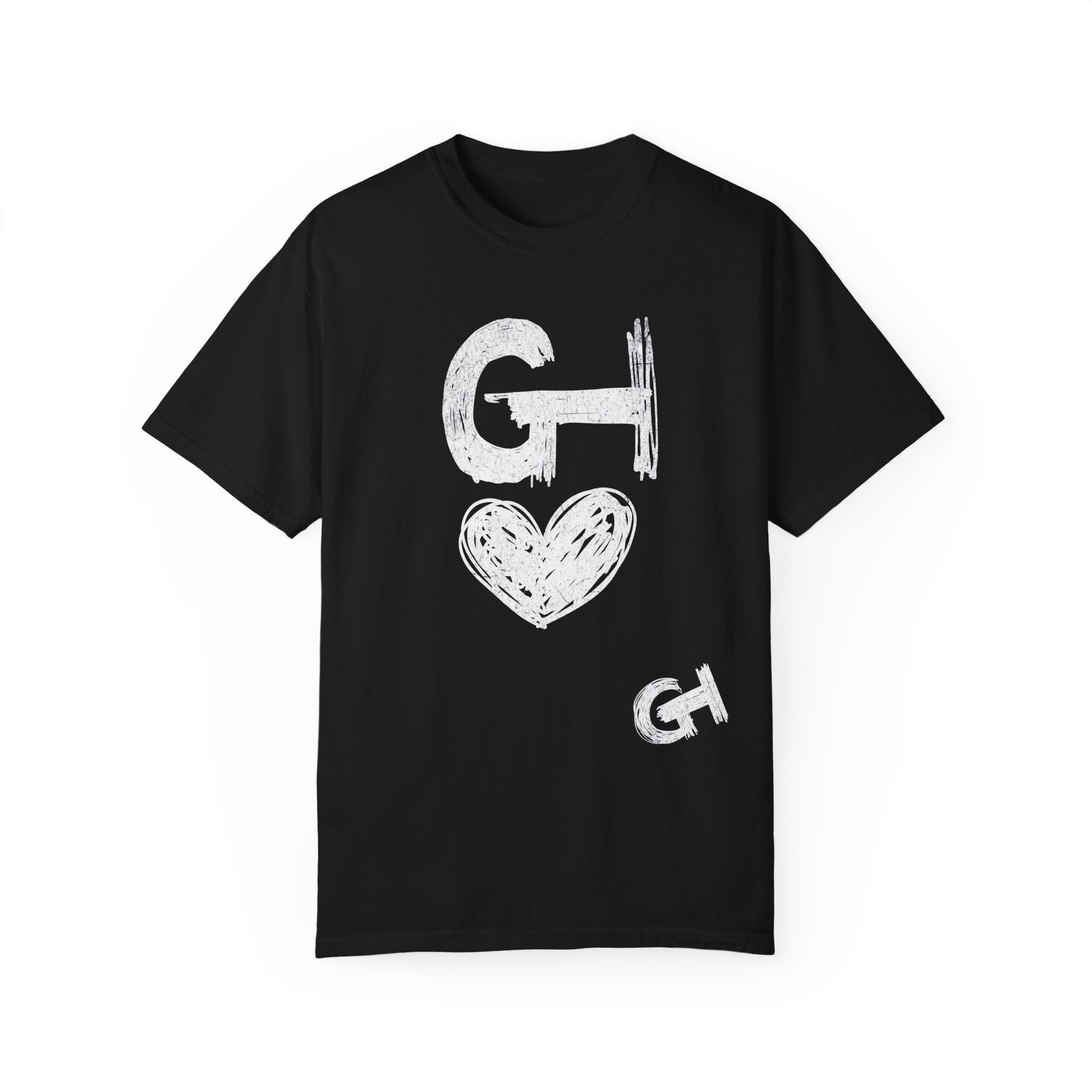 GOLDxTEAL logo heart T-shirt.