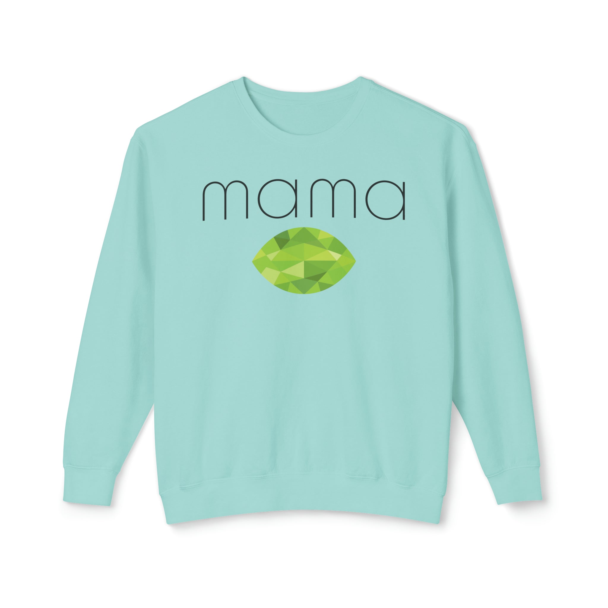 GOLDxTEAL custom mama sweatshirt peridot birthstone.