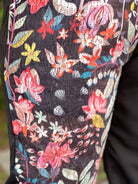 GOLDxTEAL colorful floral lace paneled pant set.