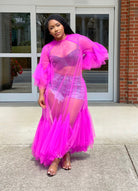 GOLDxTEAL  gorgeous pink ruffle tulle dress.