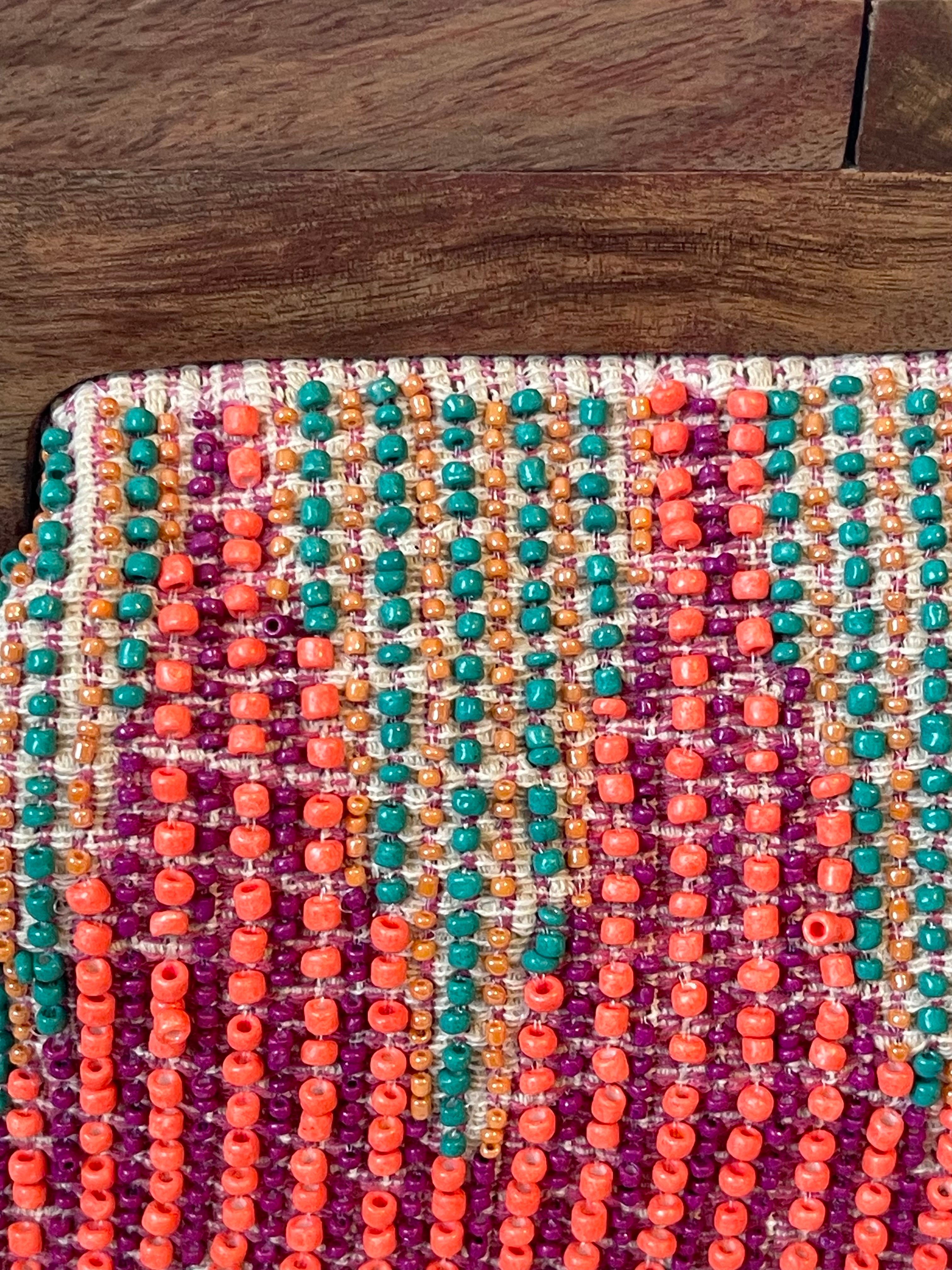 GOLDxTEAL colorful beaded clutch.