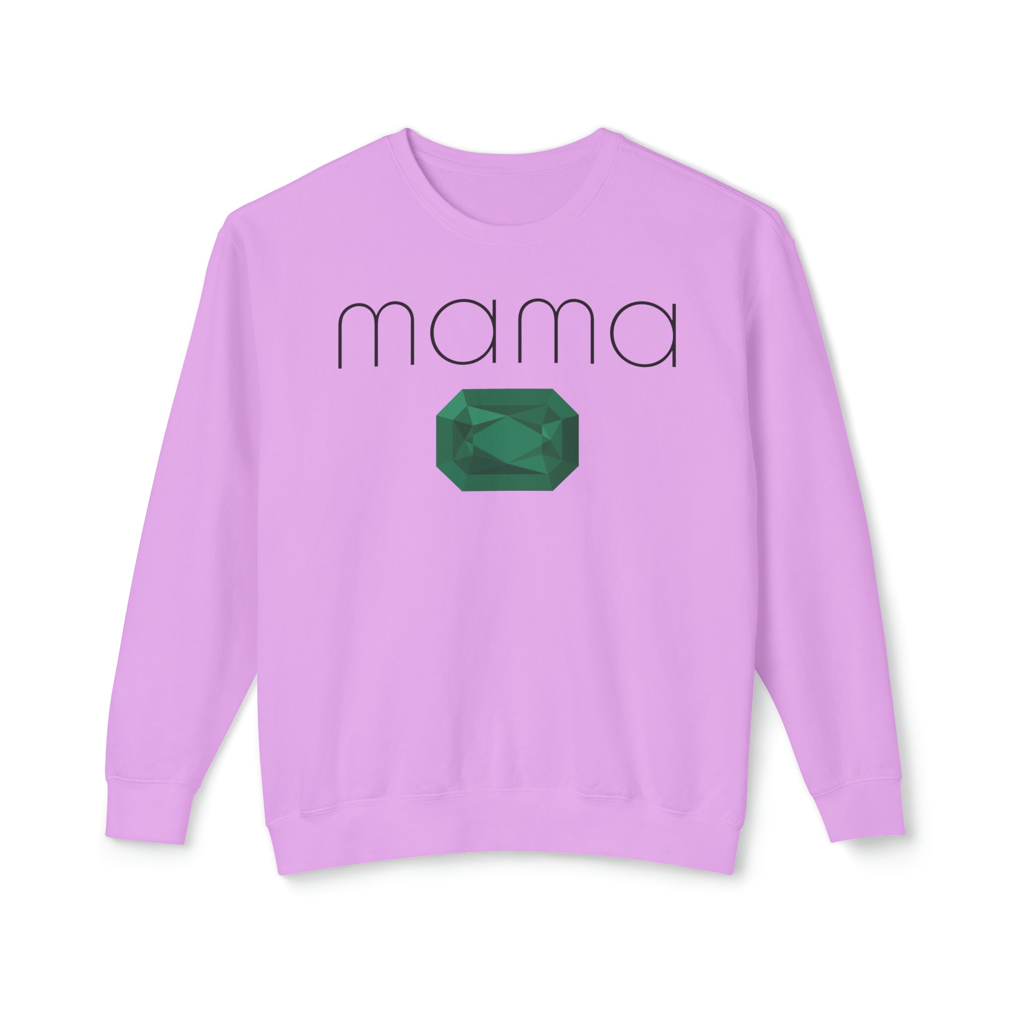 GOLDxTEAL custom mama sweatshirt with emerald birthstone graphics.