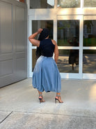 GOLDxTEAL stylish wide leg denim culottes. Crop pleated wide leg jeans.