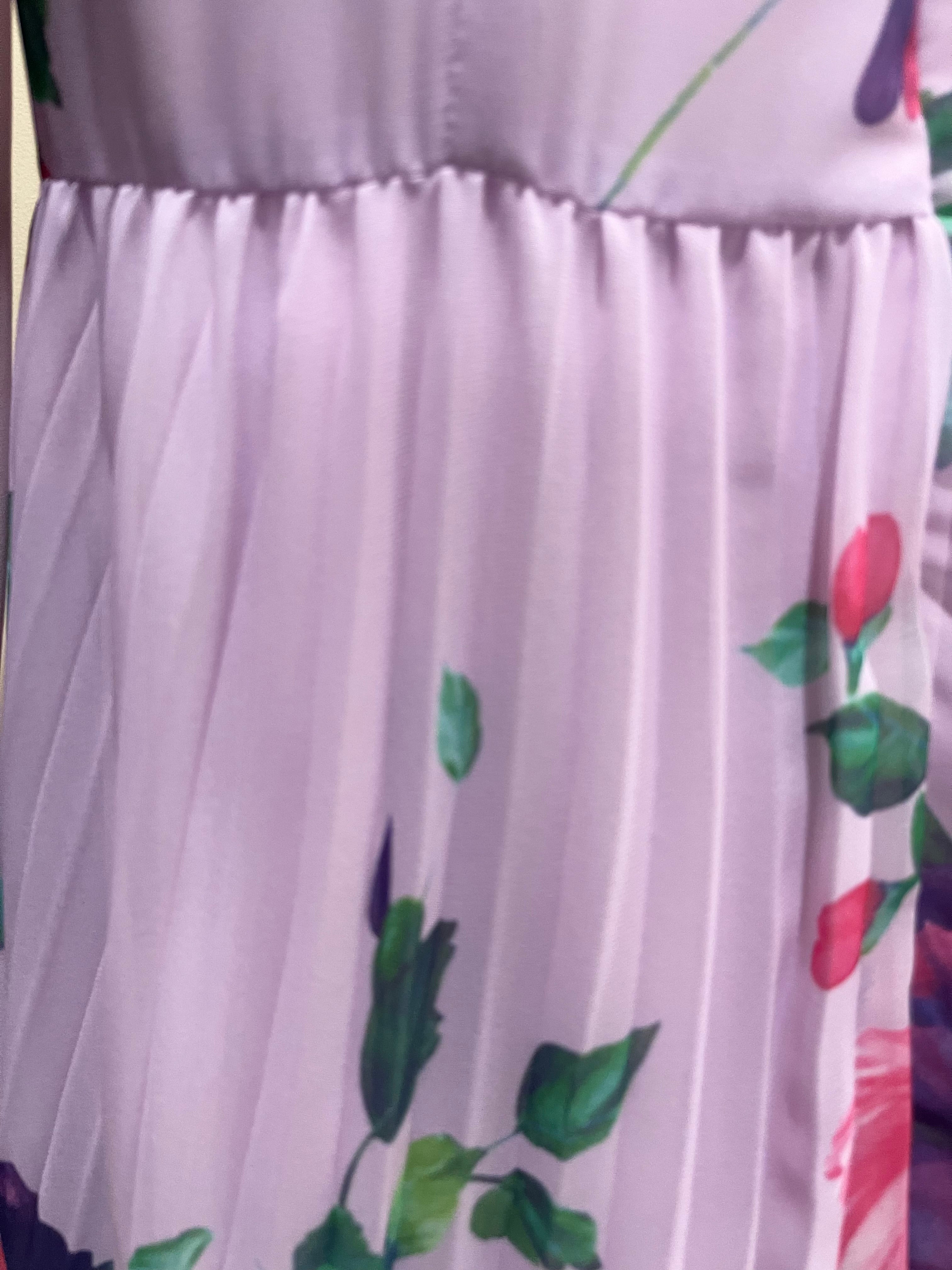 GOLDxTEAL gorgeous pleated floral printed maxi dress.