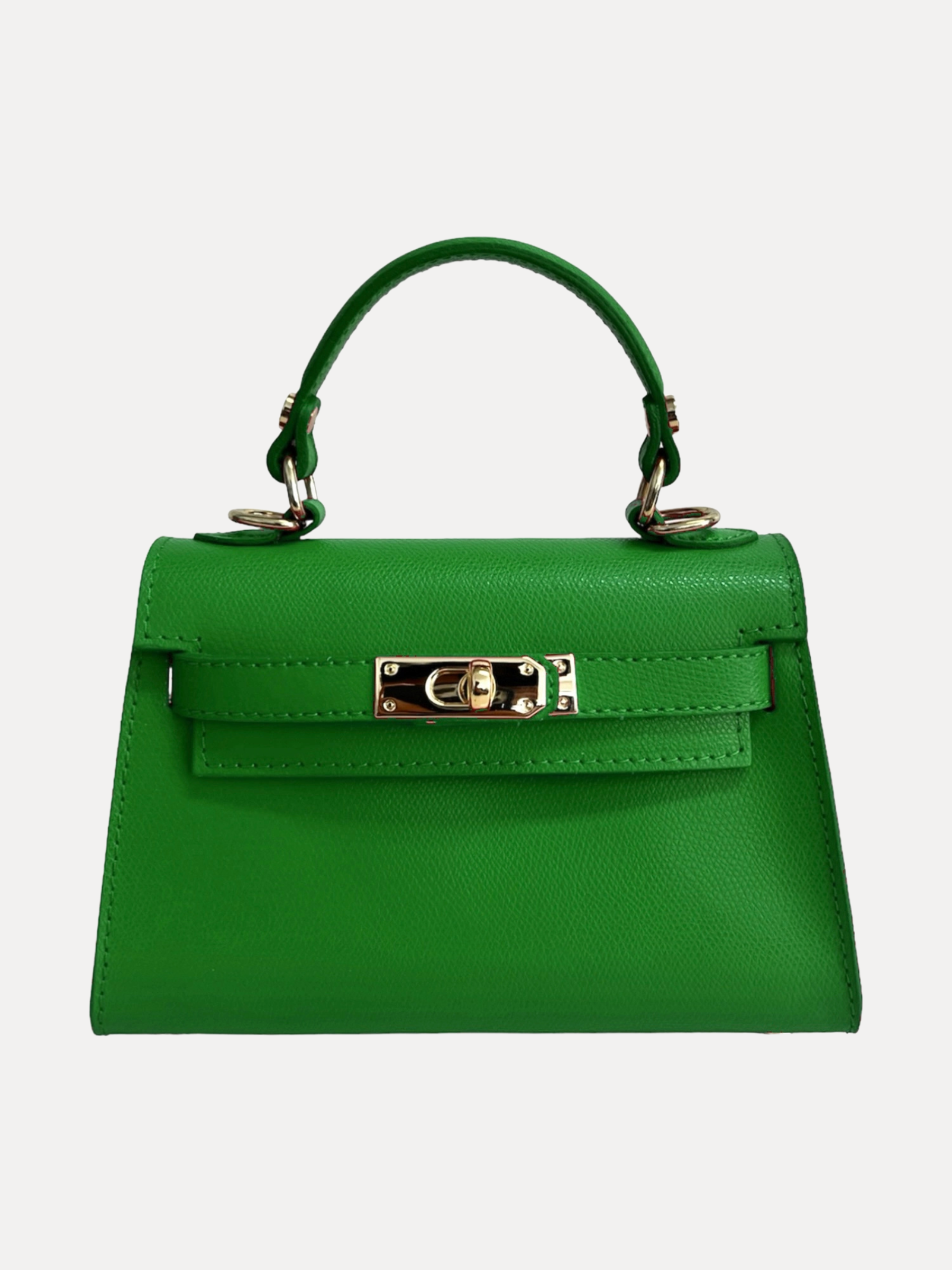 GOLDxTEAL green leather mini crossbody handbag.