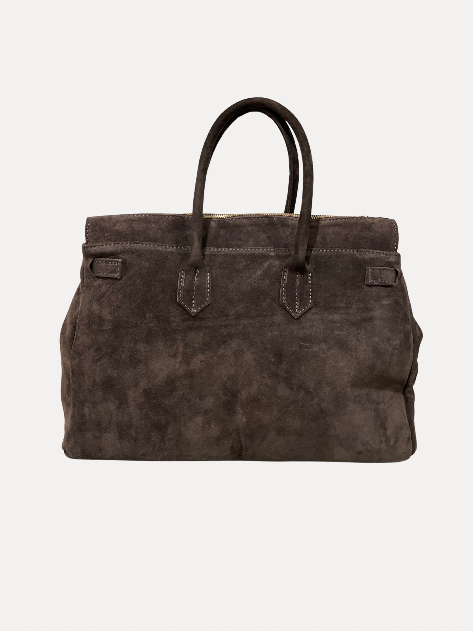GOLDxTEAL timeless suede leather handbag.