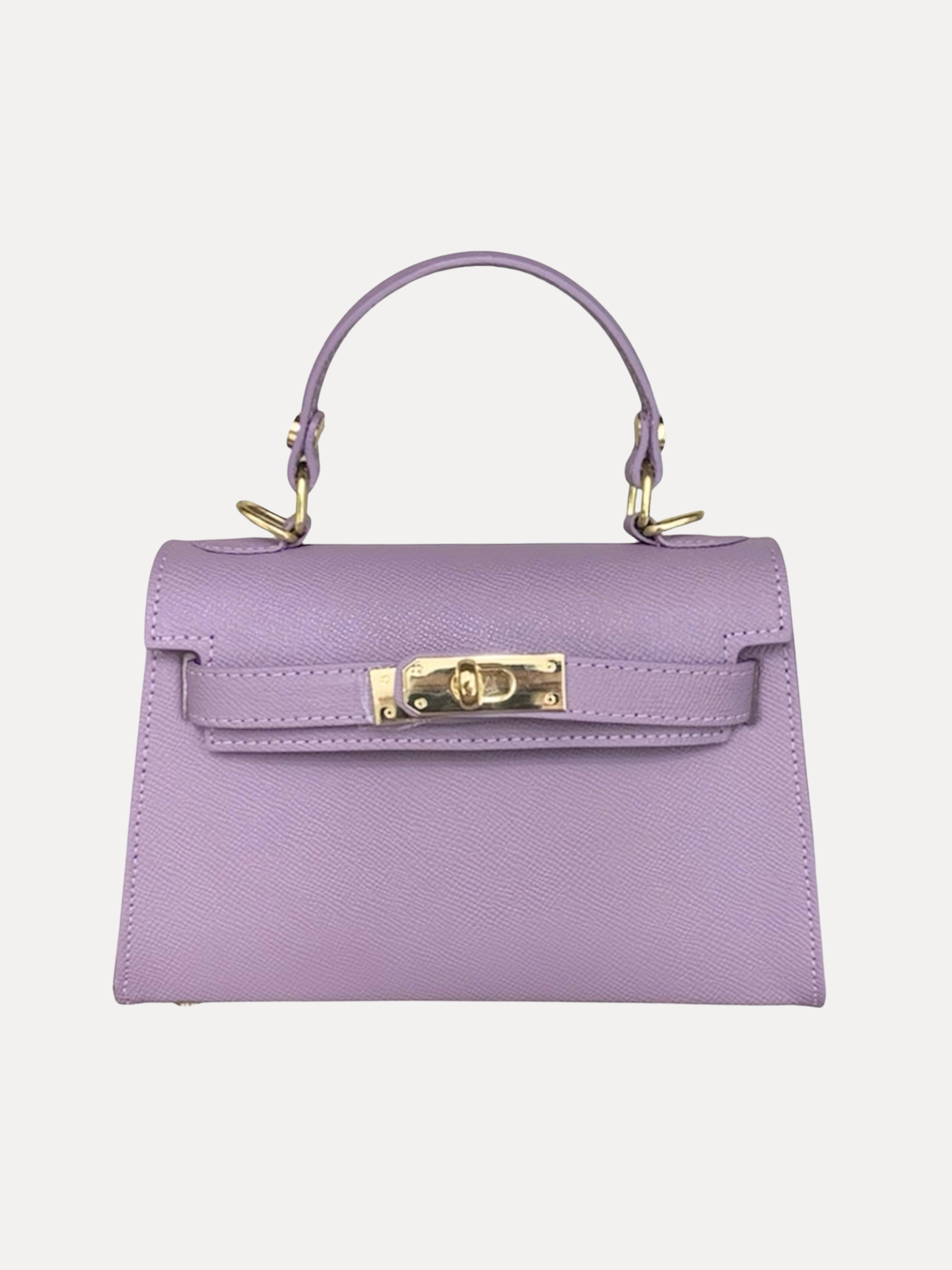 GOLDxTEAL lavender leather mini crossbody handbag.