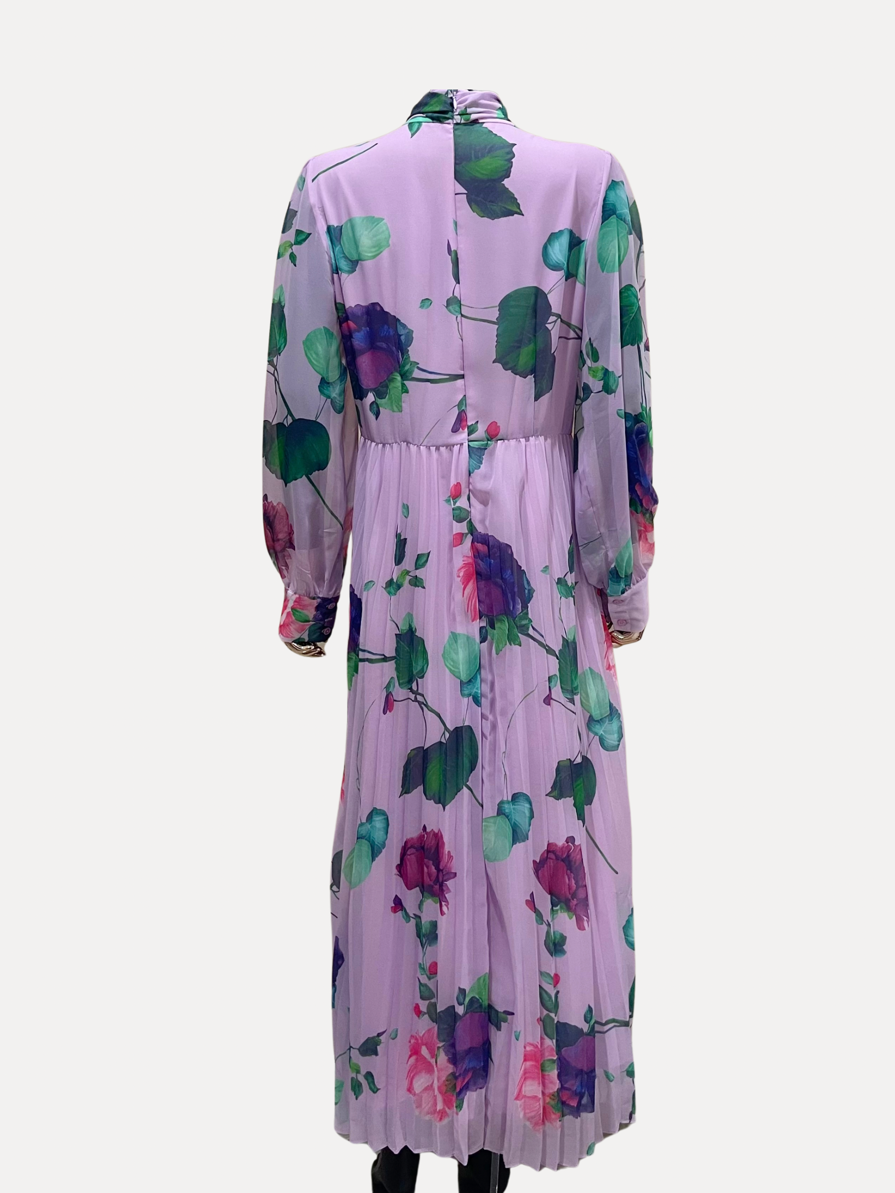 GOLDxTEAL gorgeous pleated floral printed maxi dress.