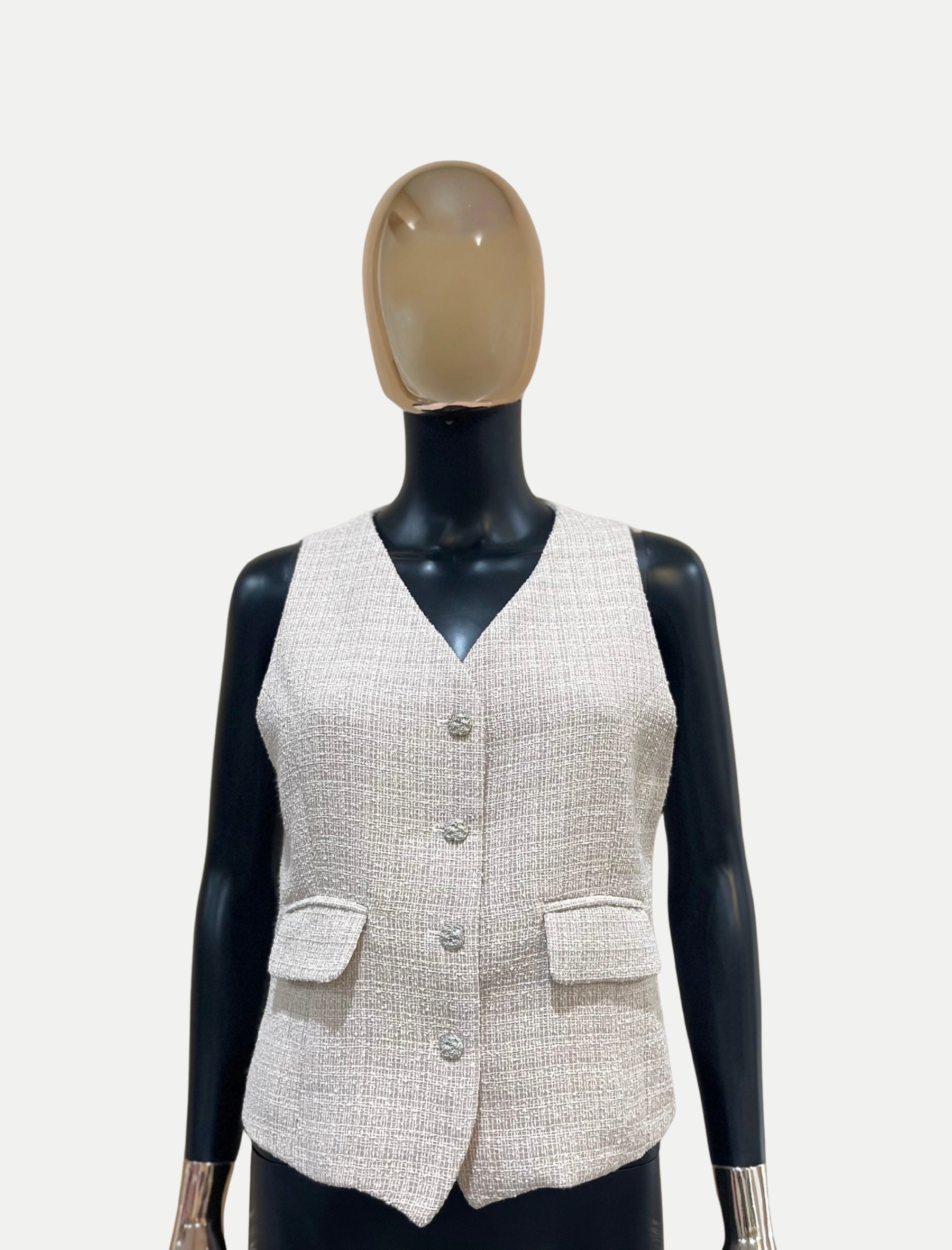 GOLDxTEAL stylish and chic 2pc long overcoat with matching short vest.