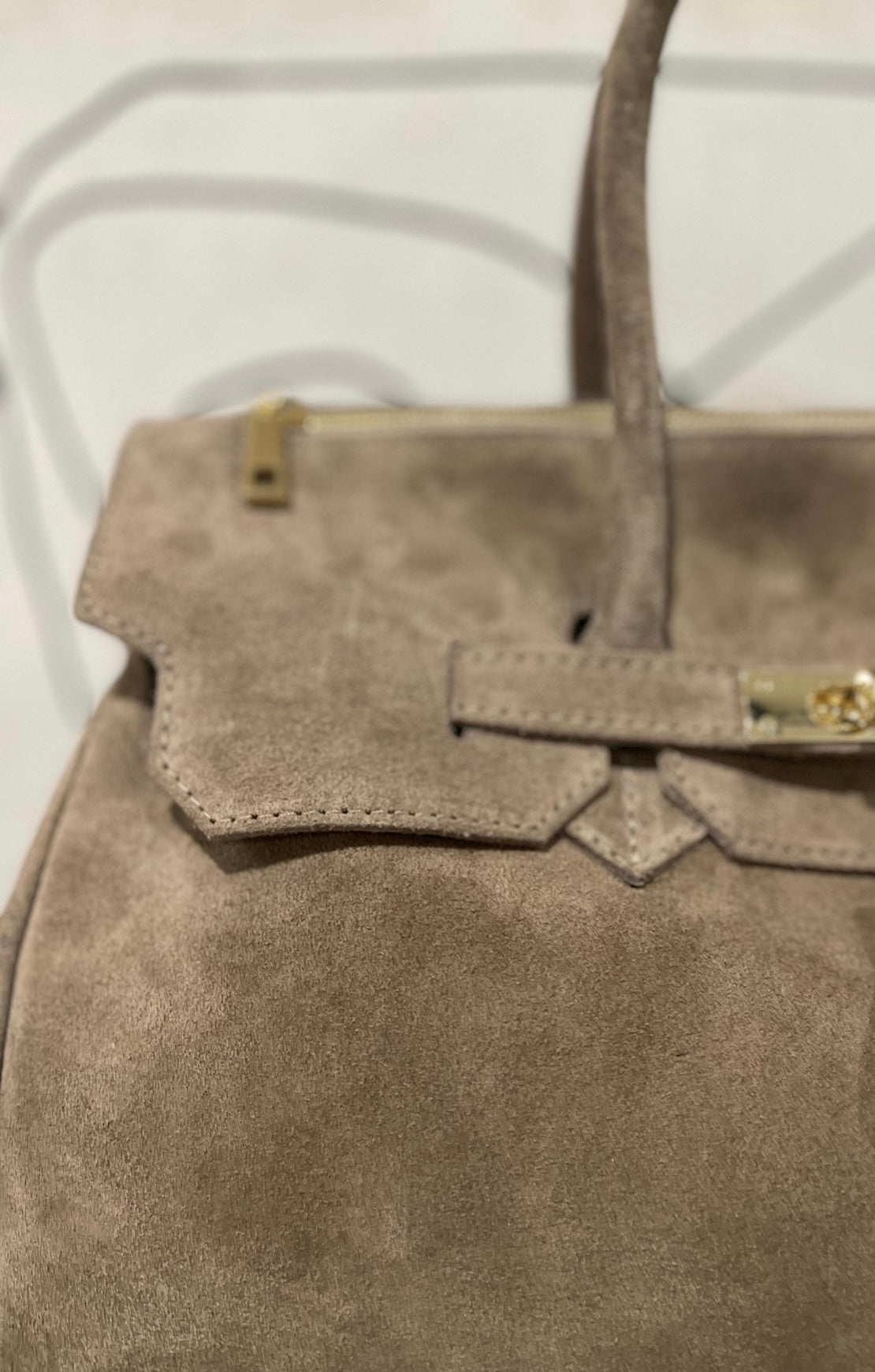 GOLDxTEAL timeless suede leather handbag.