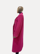 GOLDxTEAL chic 2pc pink long overcoat set with matching vest.