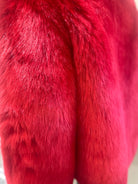 GOLDxTEAL gorgeous two toned pink and red faux fur jacket.