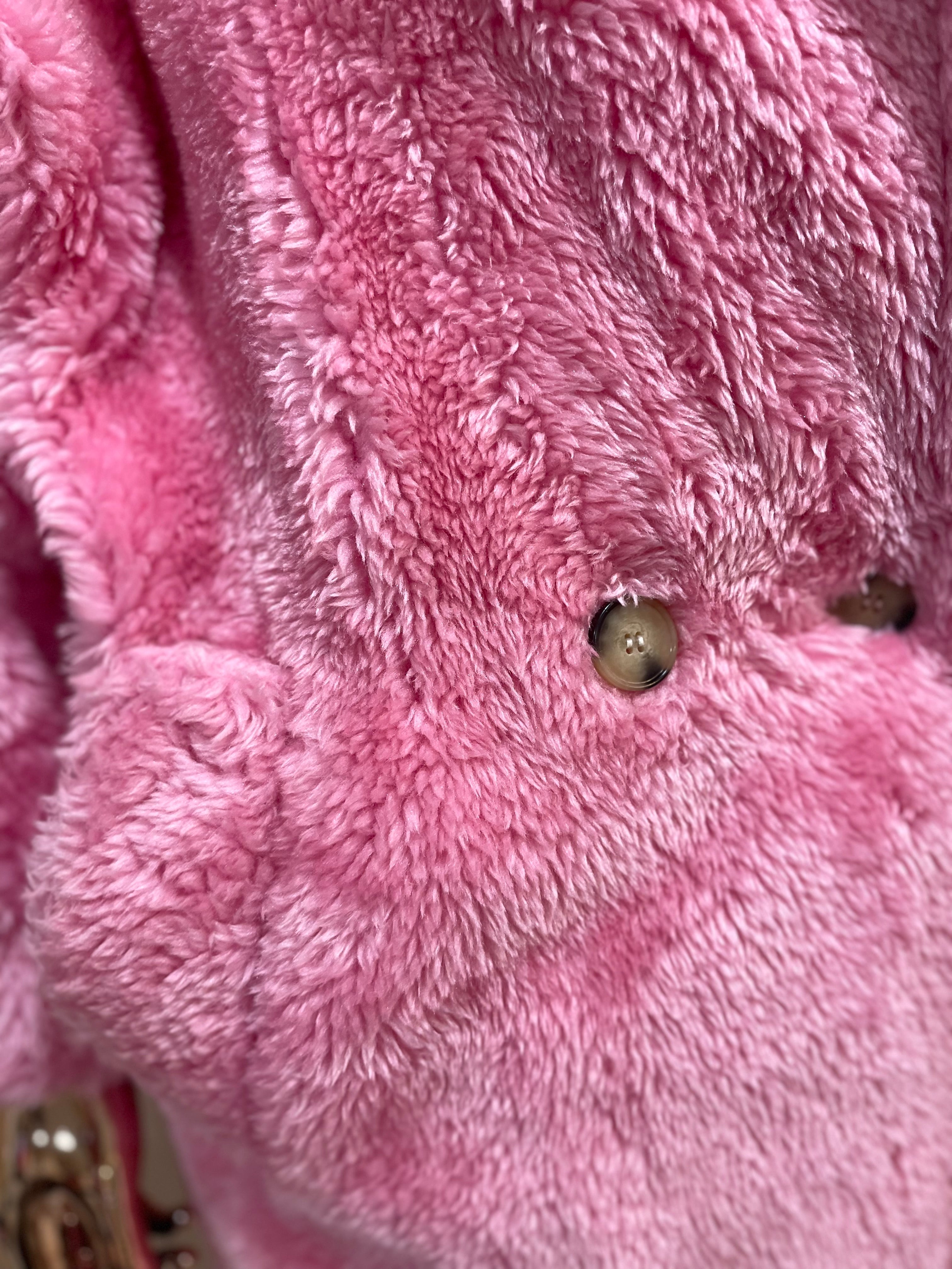 GOLDxTEAL stylish pink teddy coat.