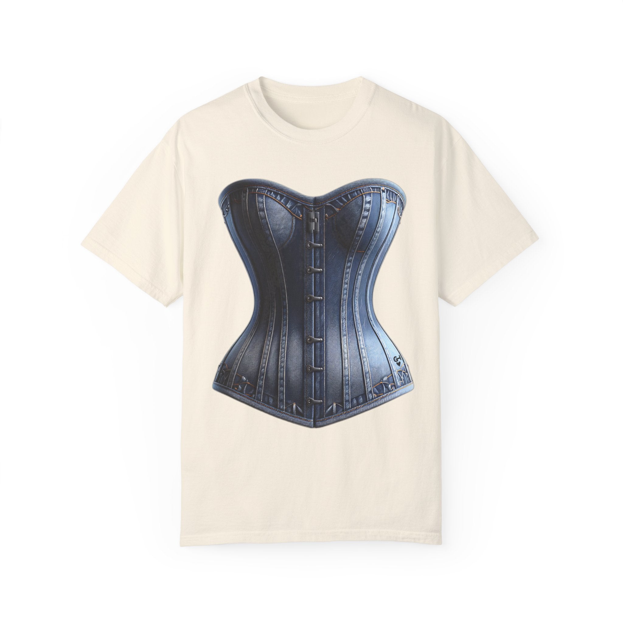 GOLDxTEAL stylish corset graphic t-shirt.